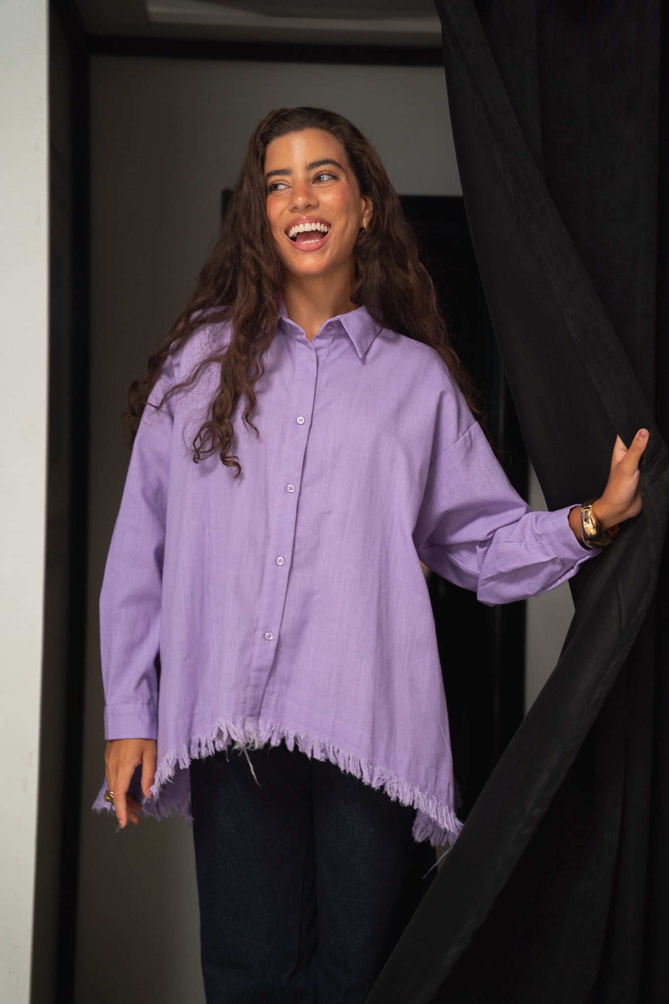 Lifestyle fringes shirt in Lilac