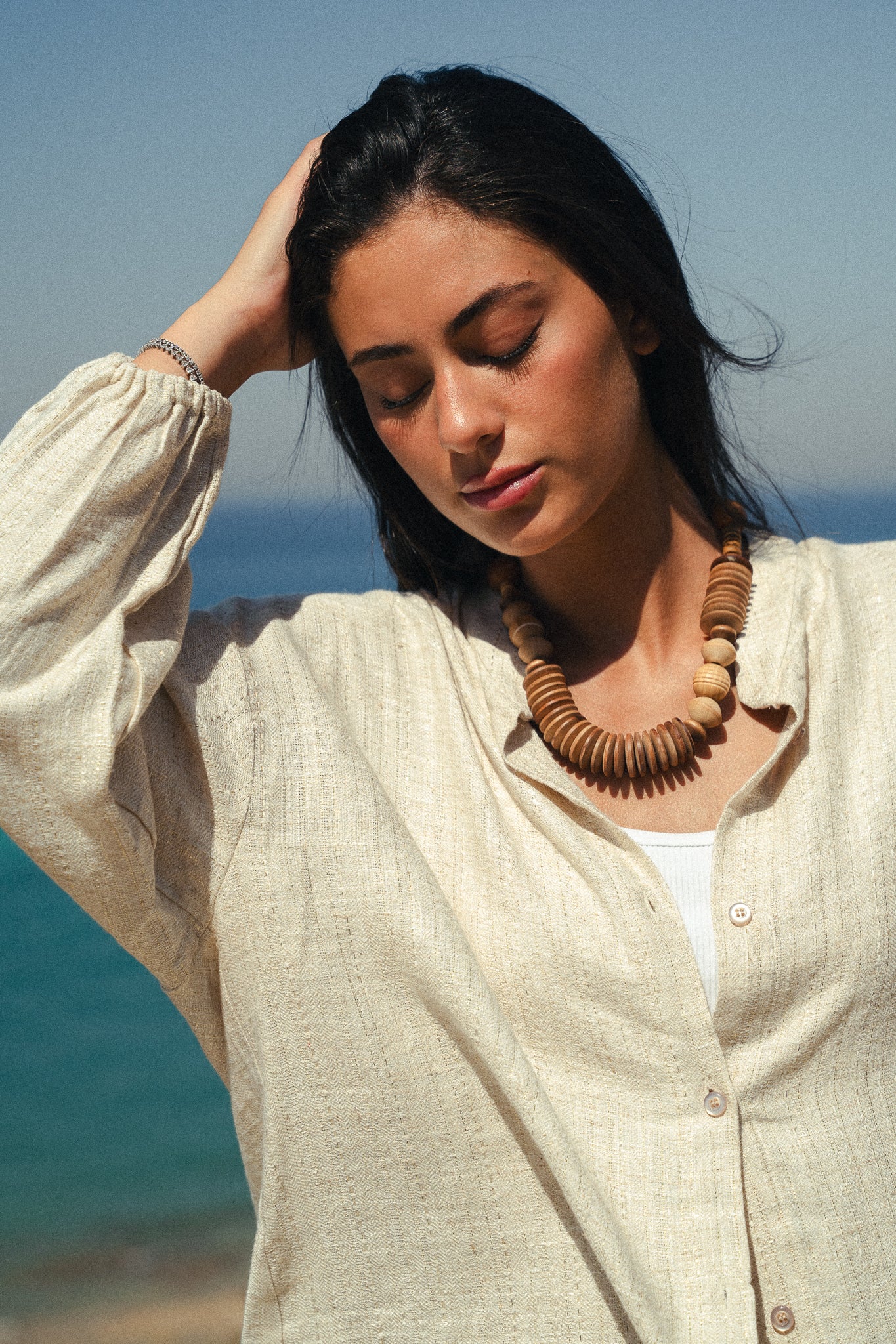 The Sparkly Fringes shirt in beige