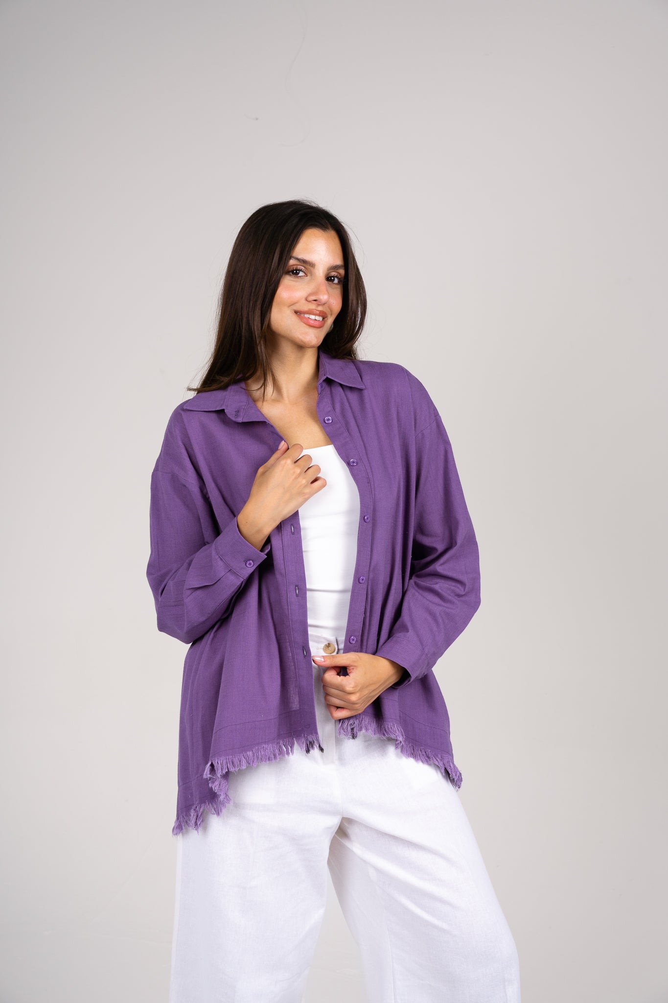 Lifestyle fringes shirt in Purple