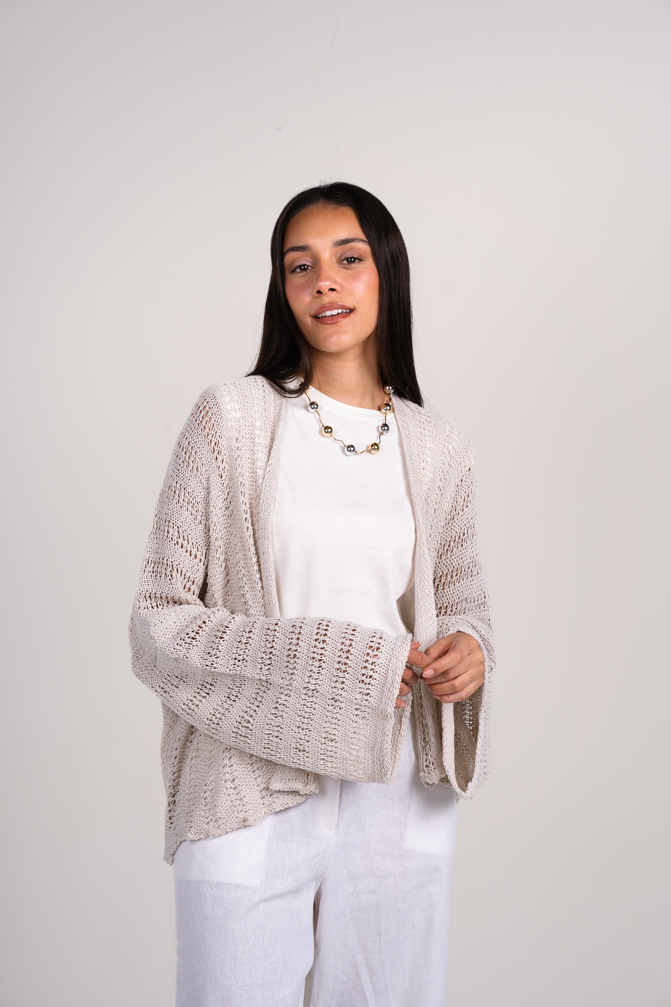Sunbeam crochet kimono in White