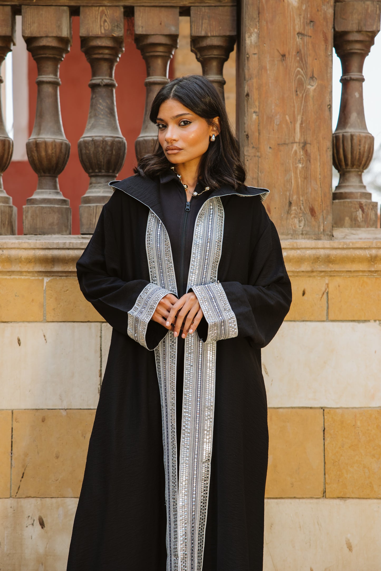Moroccan kaftan in black - silver edition
