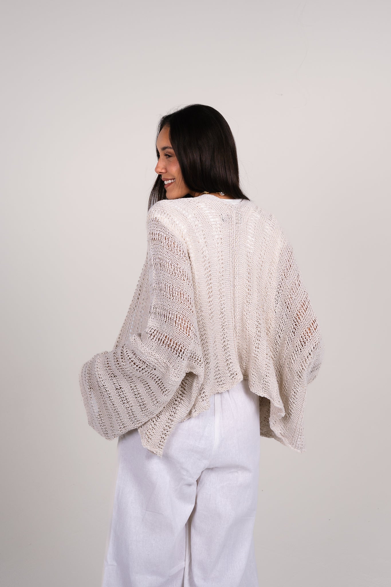 Sunbeam crochet kimono in White