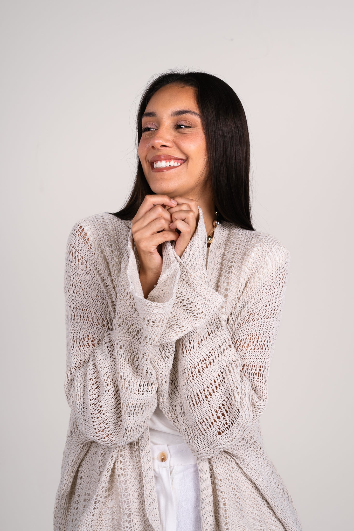 Sunbeam crochet kimono in White