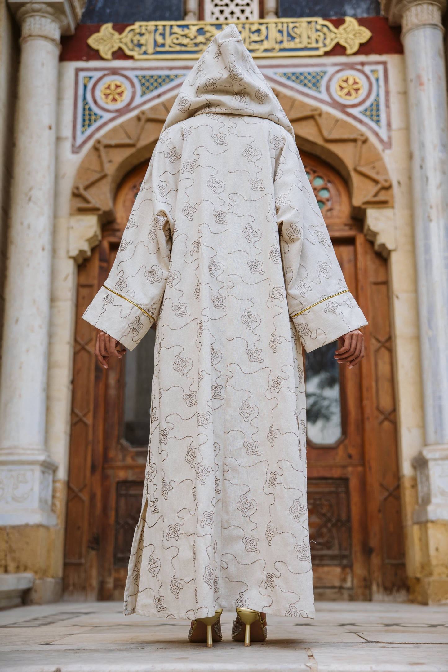 Embroidery kimono - taupe embroidery