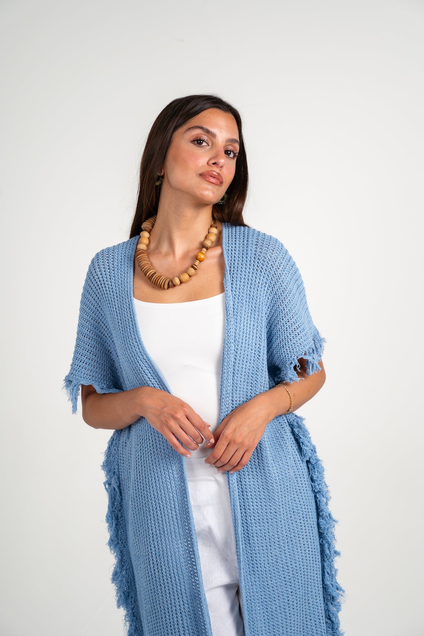 Clear skies crochet cover-up in Blue
