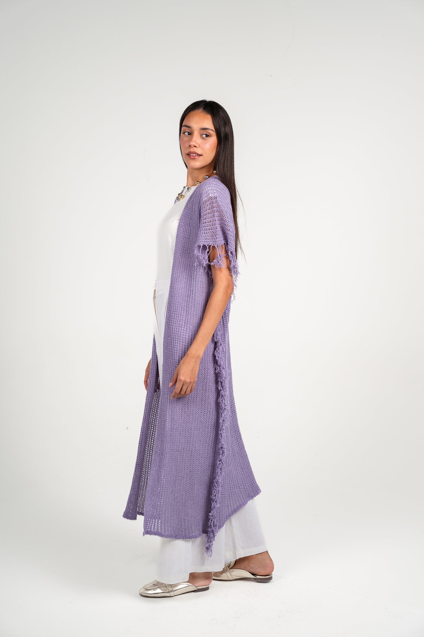 Clear skies crochet cover-up in Lilac
