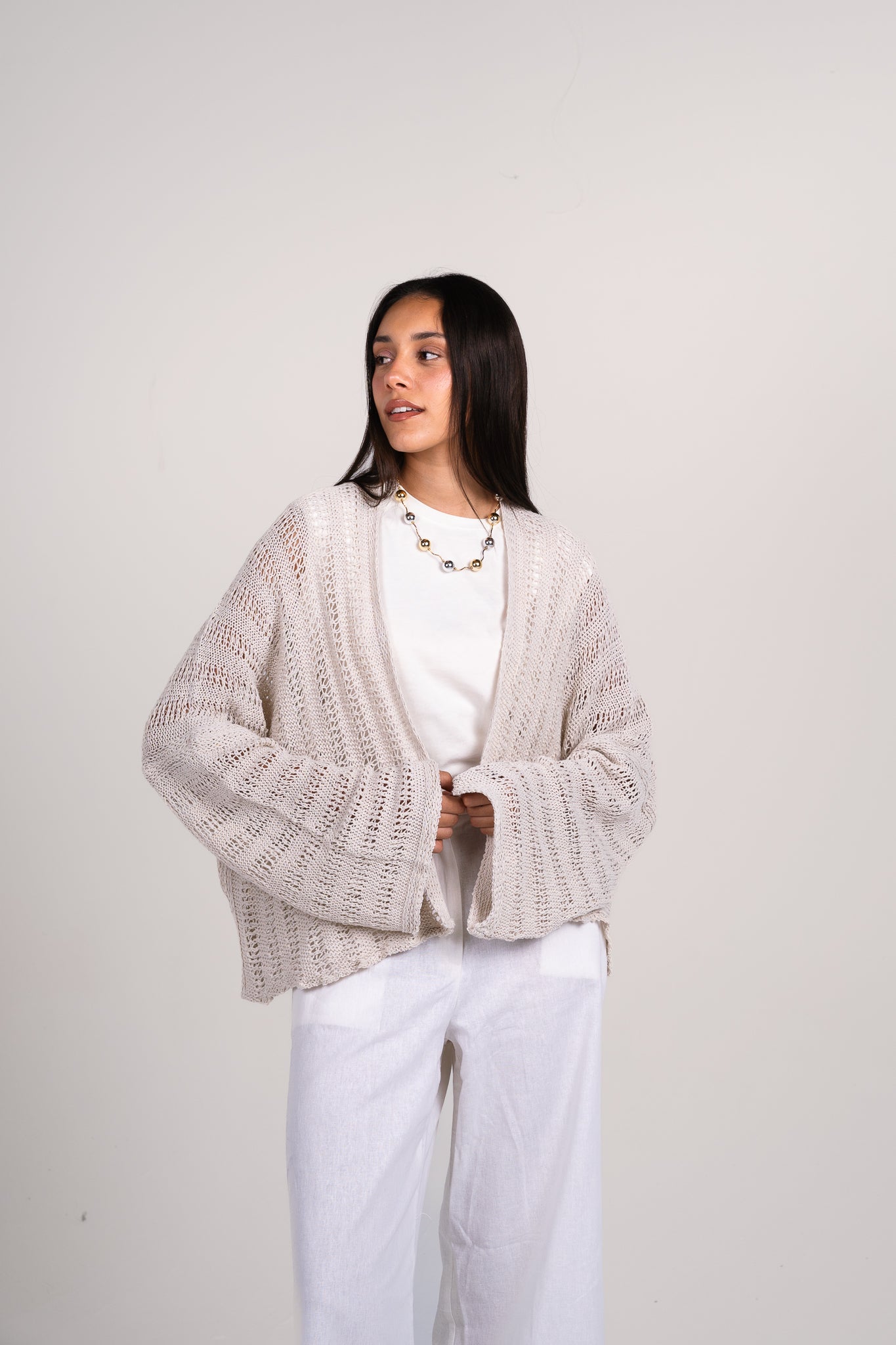 Sunbeam crochet kimono in White