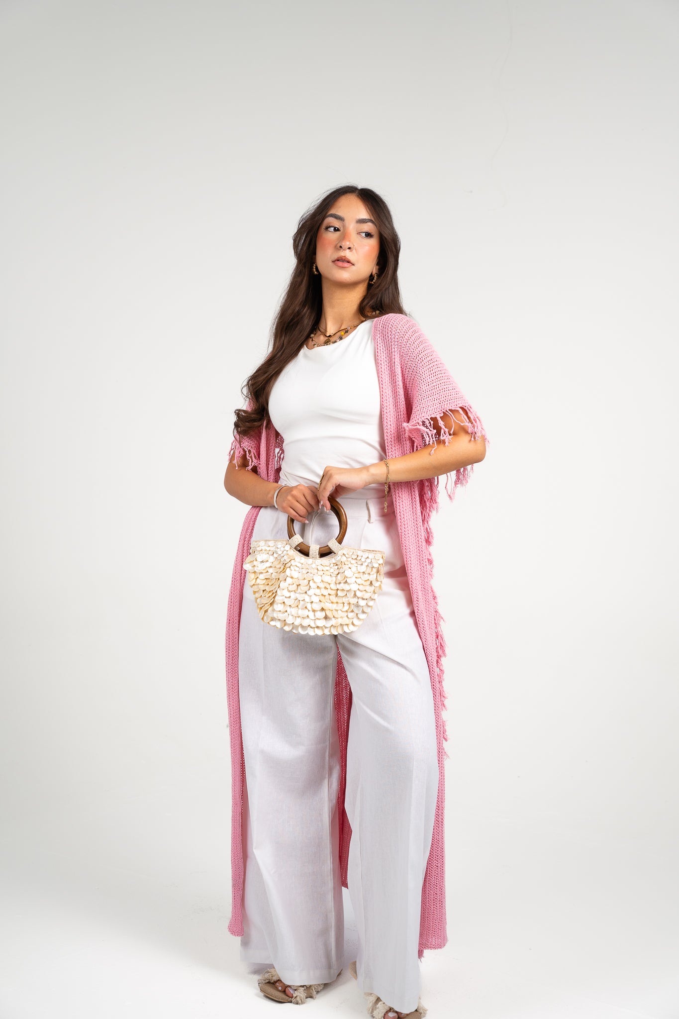 Clear skies crochet cover-up in Pink