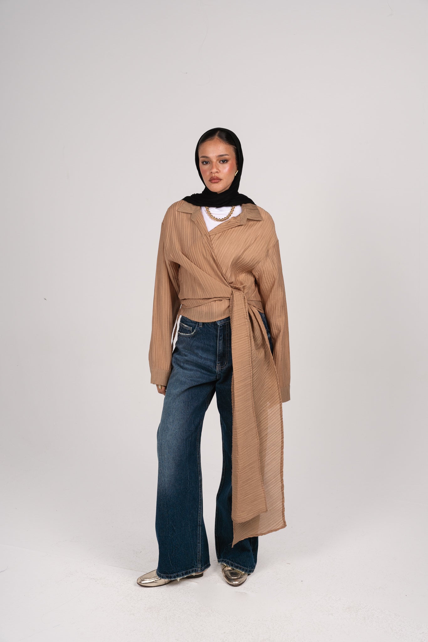Keep it cool wrap shirt in Beige