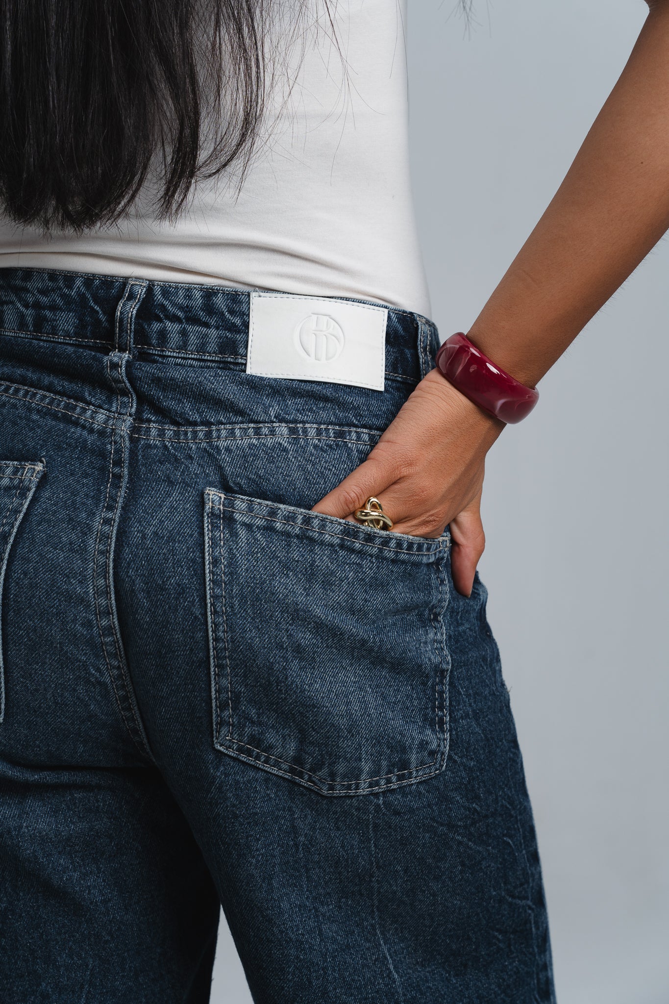 Mid-Rise straight leg denim pants
