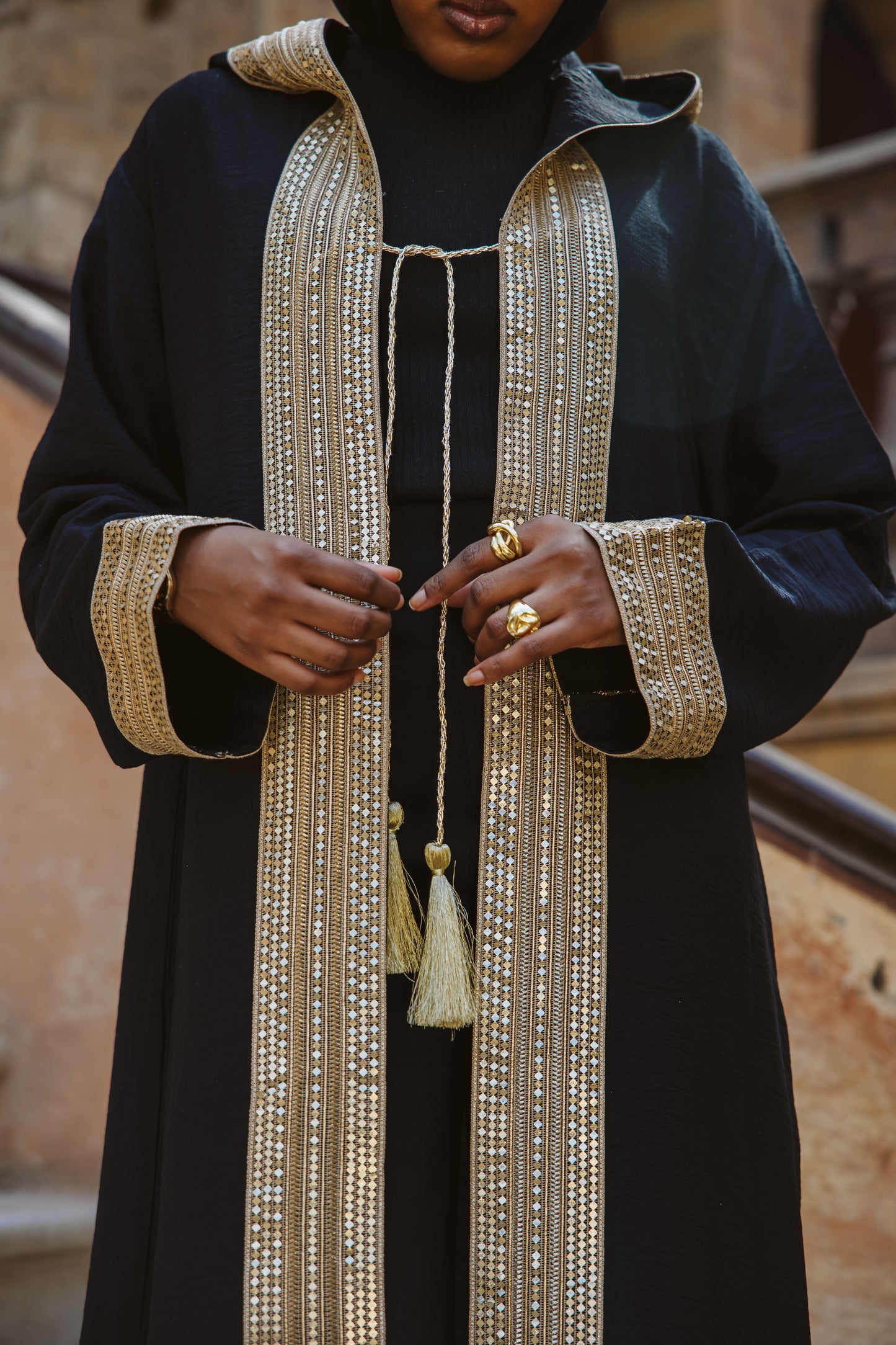 Moroccan kaftan in black