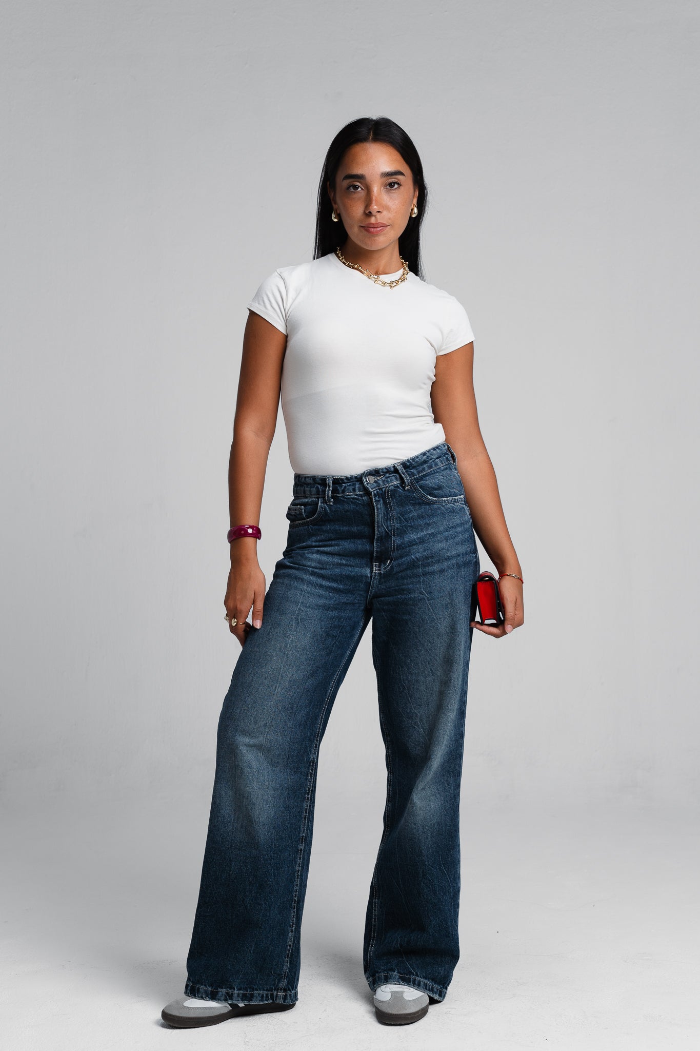 Mid-Rise straight leg denim pants