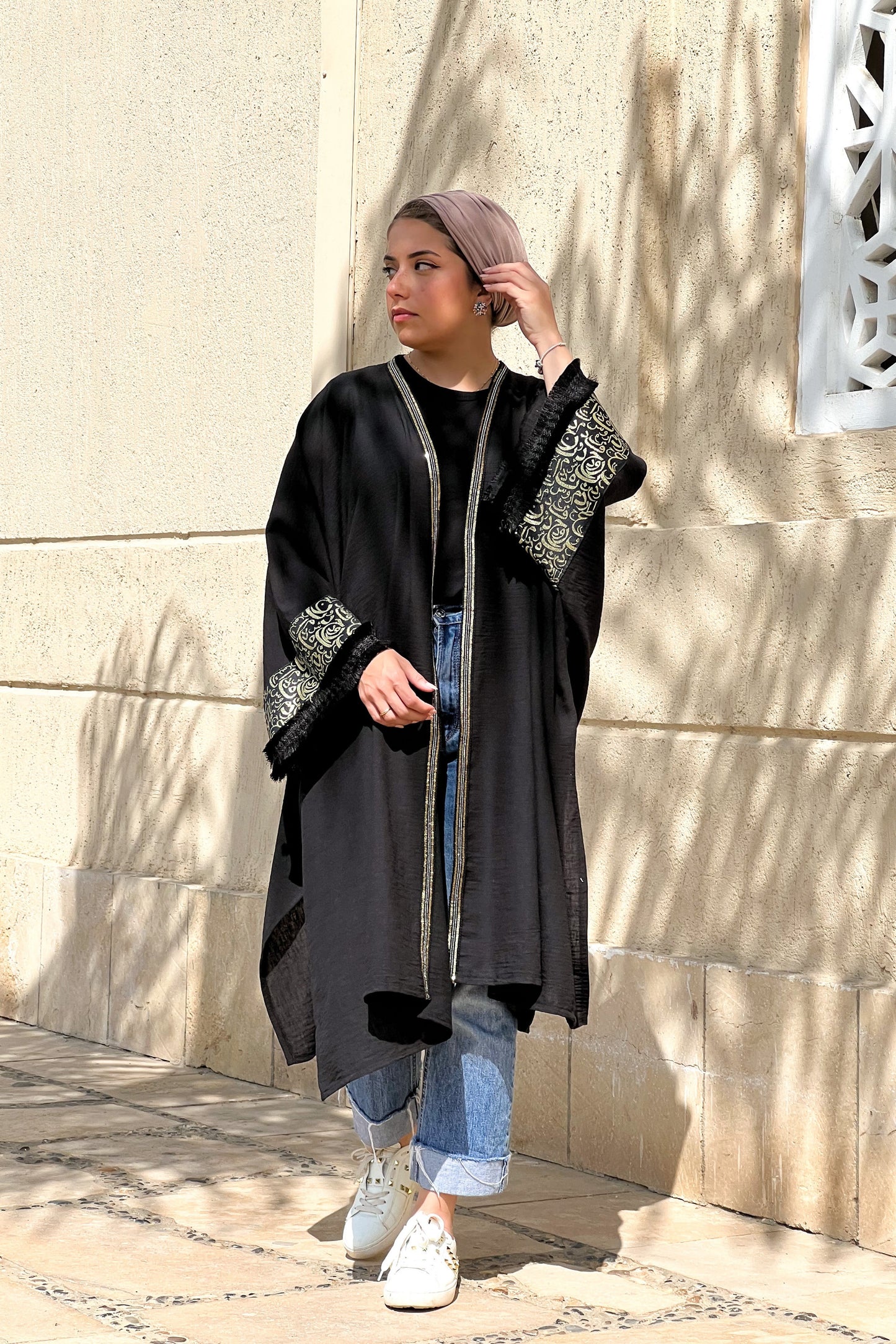 Black calligraphy kaftan