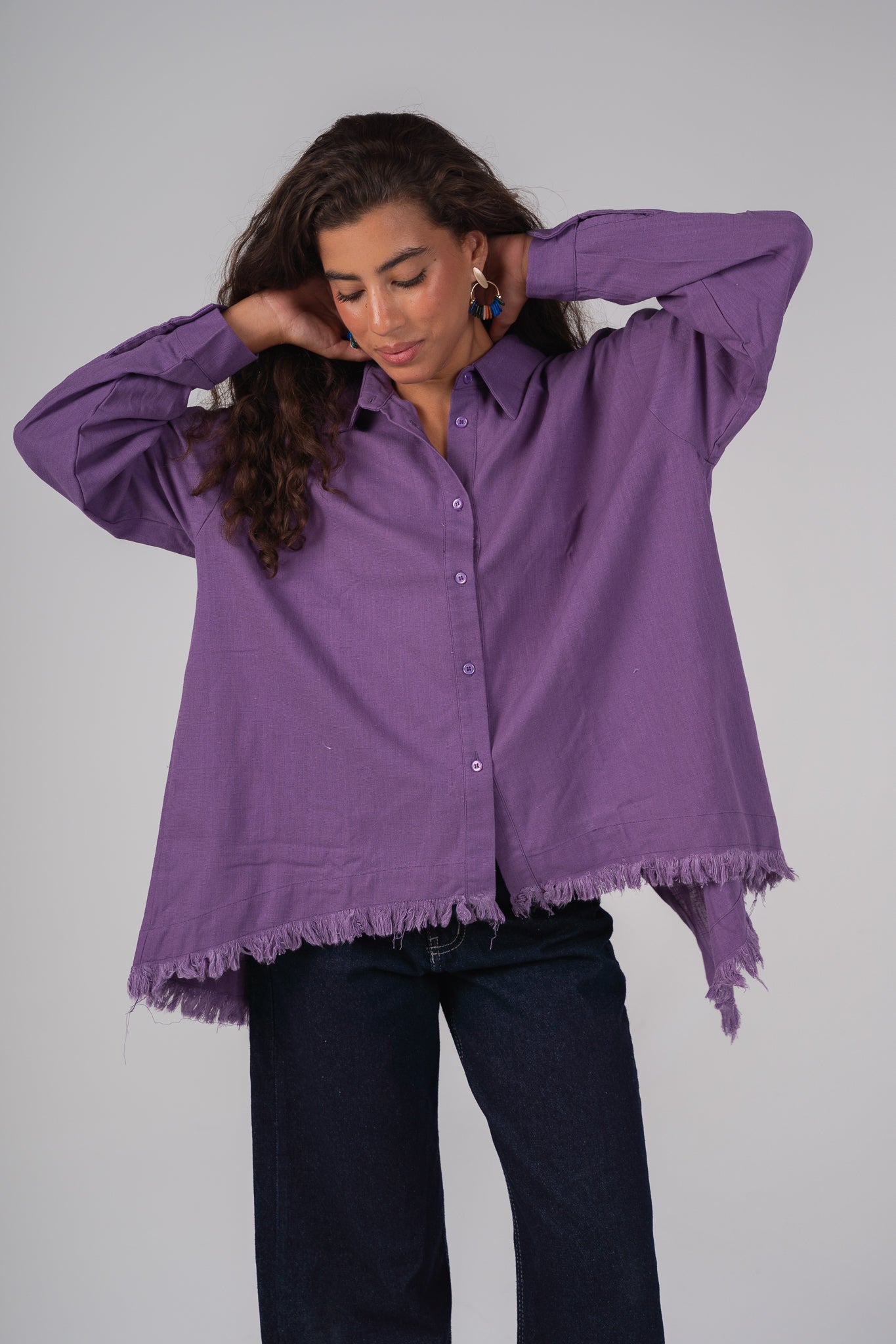 Lifestyle fringes shirt in Purple