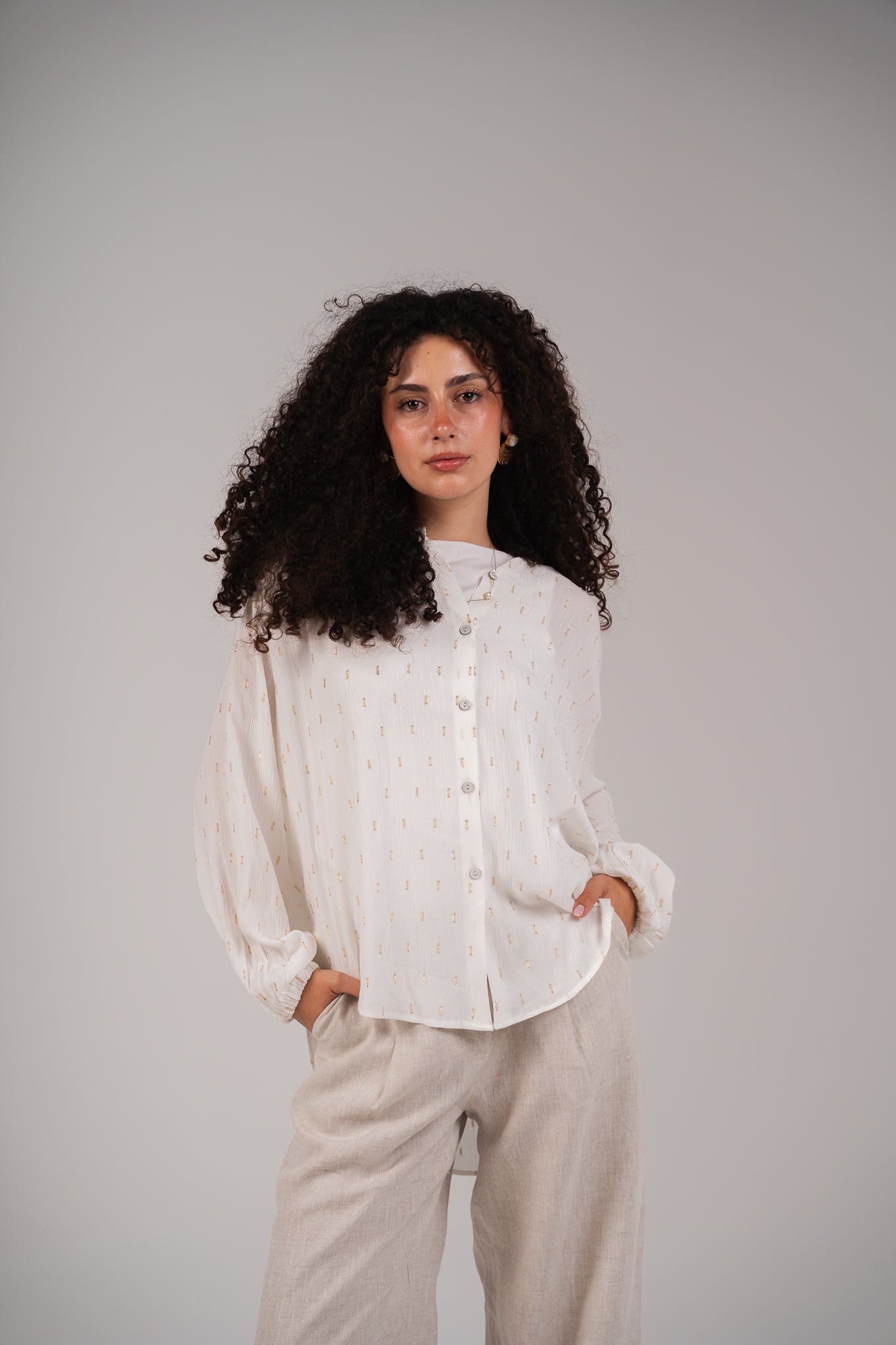 The Glimmer Blouse in Off-White