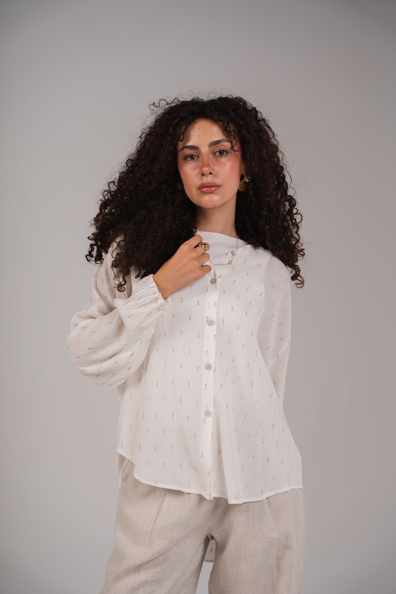 The Glimmer Blouse in Off-White