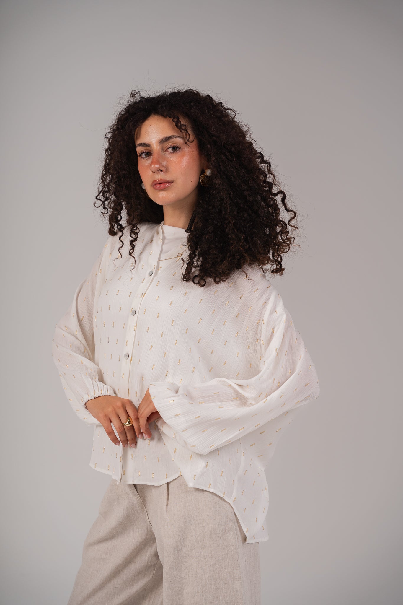 The Glimmer Blouse in Off-White
