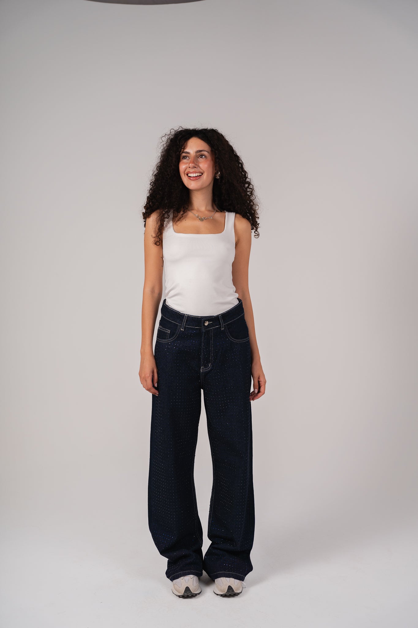 She is Studded Denim pants - Indigo