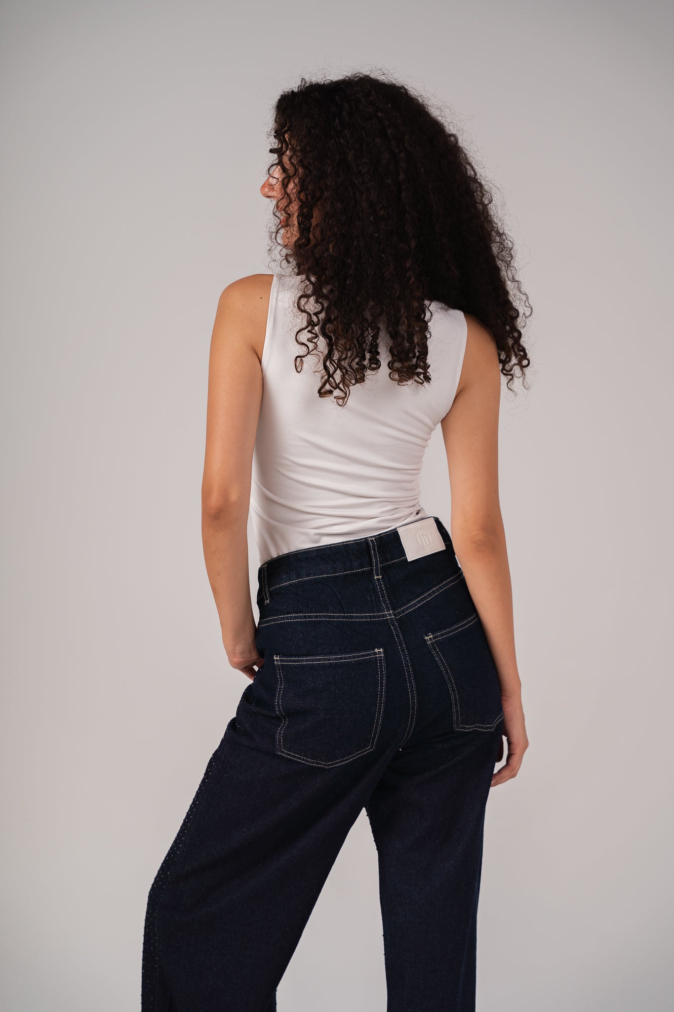She is Studded Denim pants - Indigo