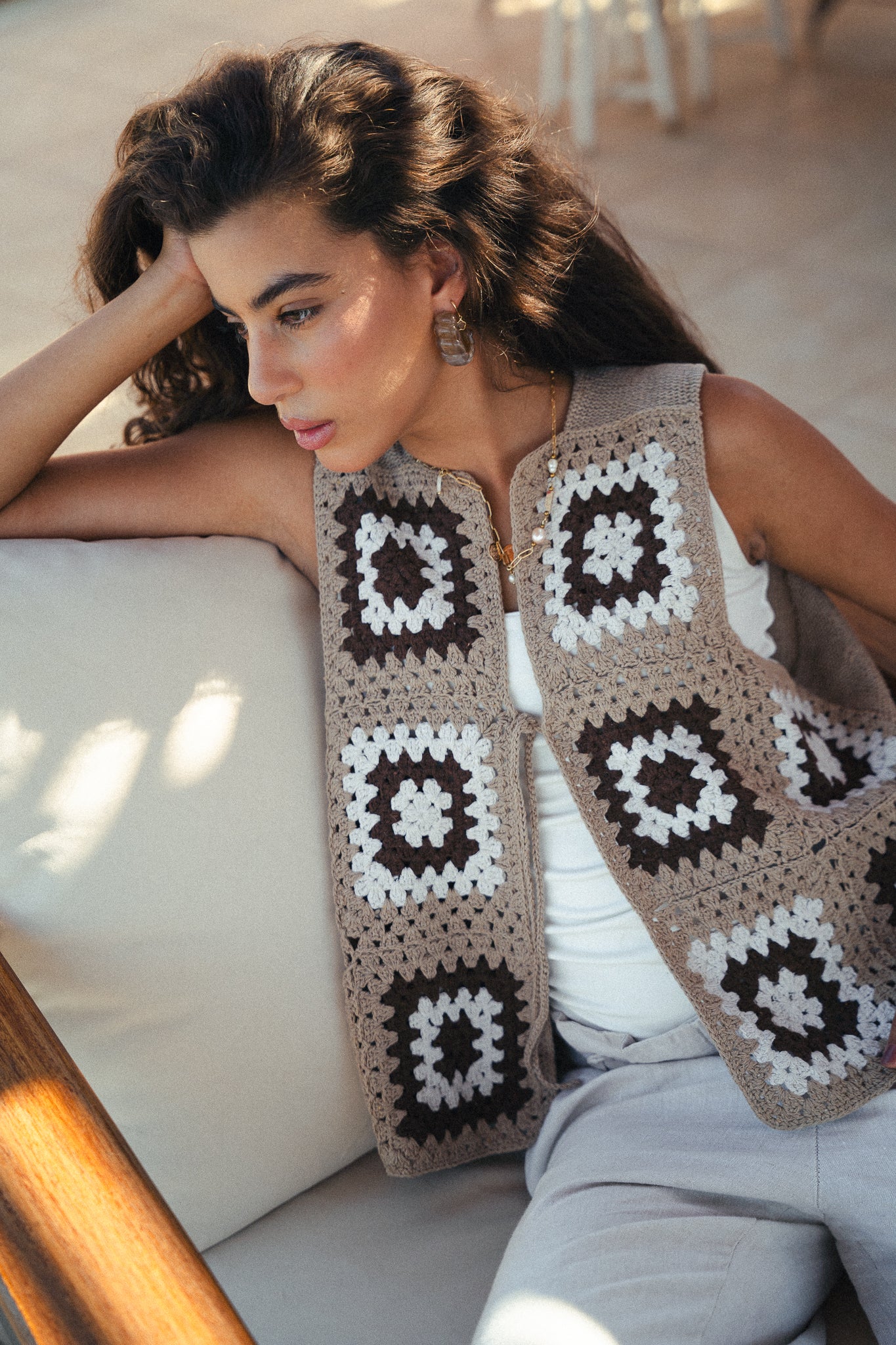 The Granny edit vest in brown