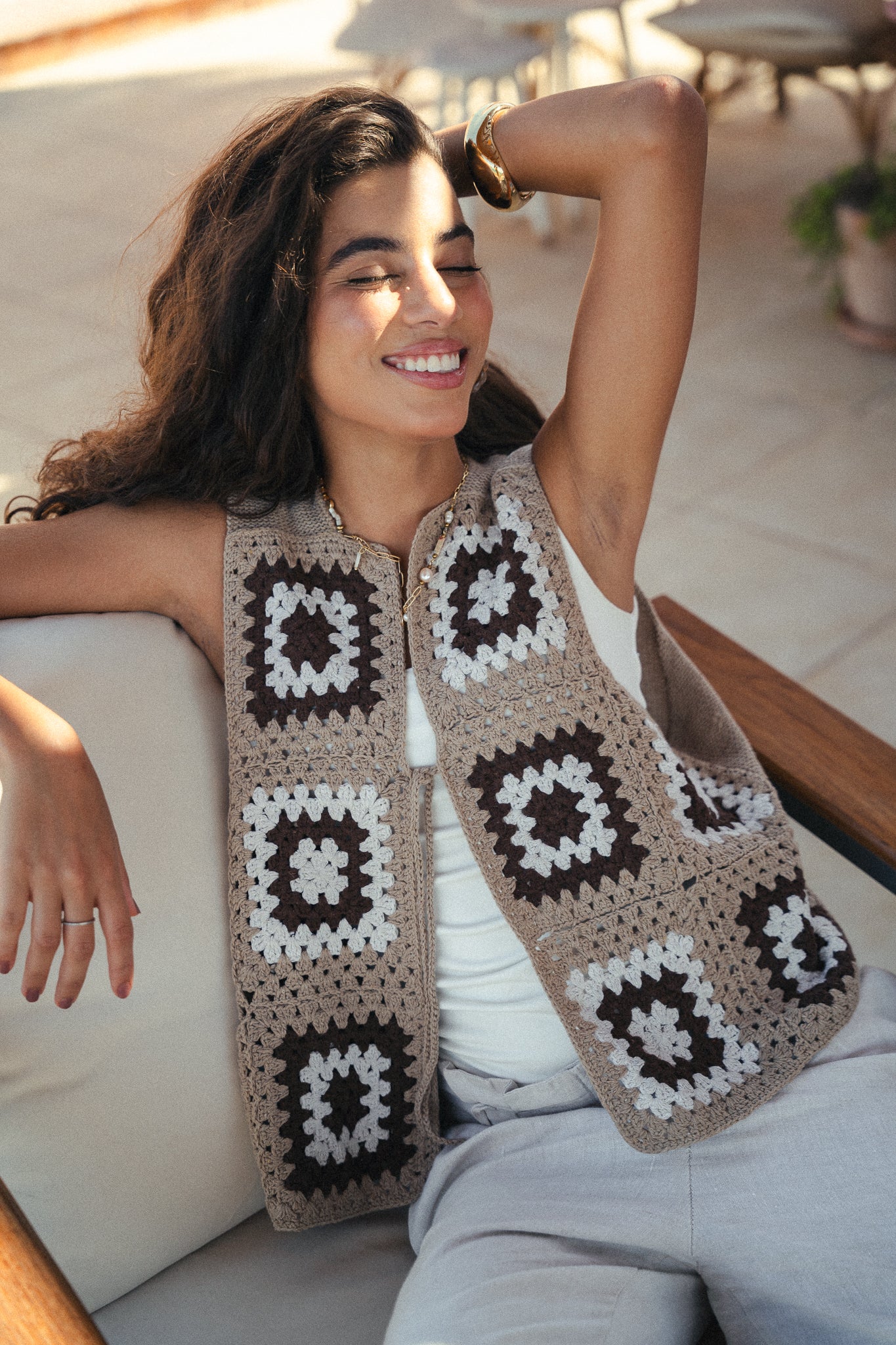 The Granny edit vest in brown