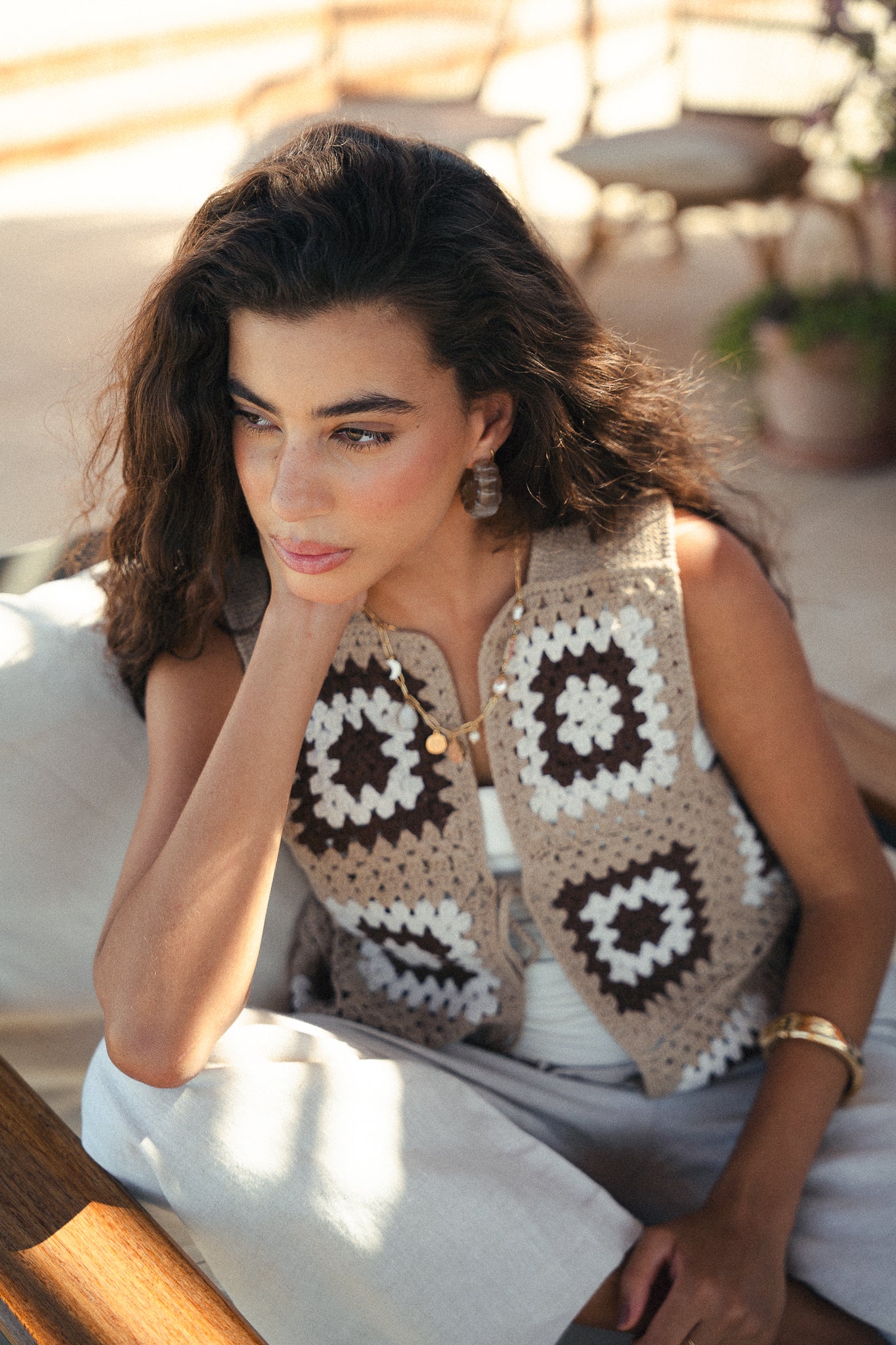 The Granny edit vest in brown