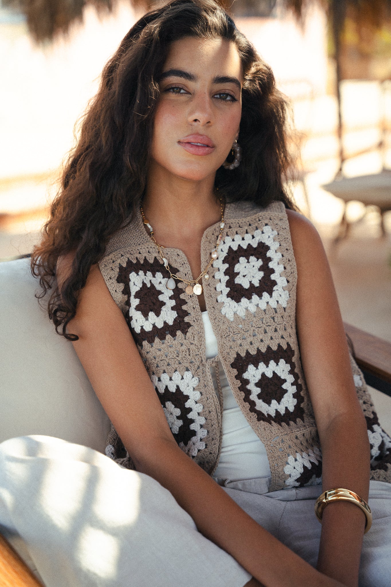 The Granny edit vest in brown
