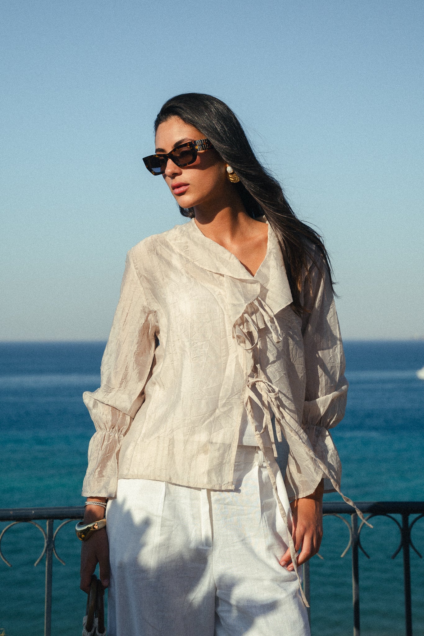 The Ruffles top in beige