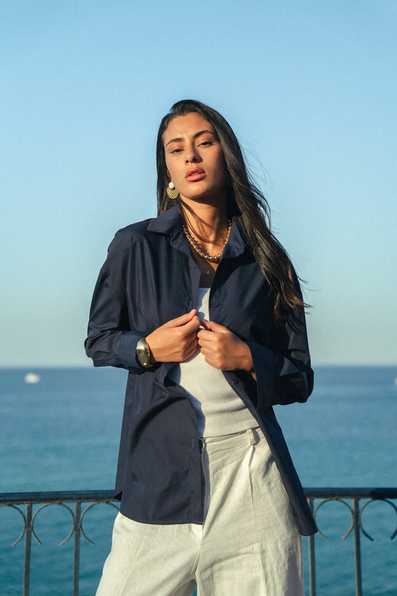Wrap it shirt in Navy - Poplin