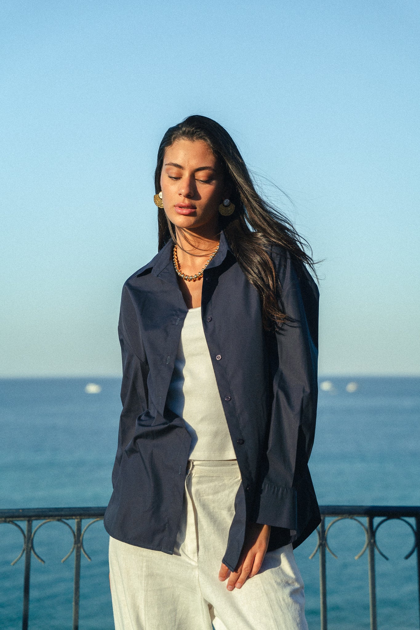 Wrap it shirt in Navy - Poplin