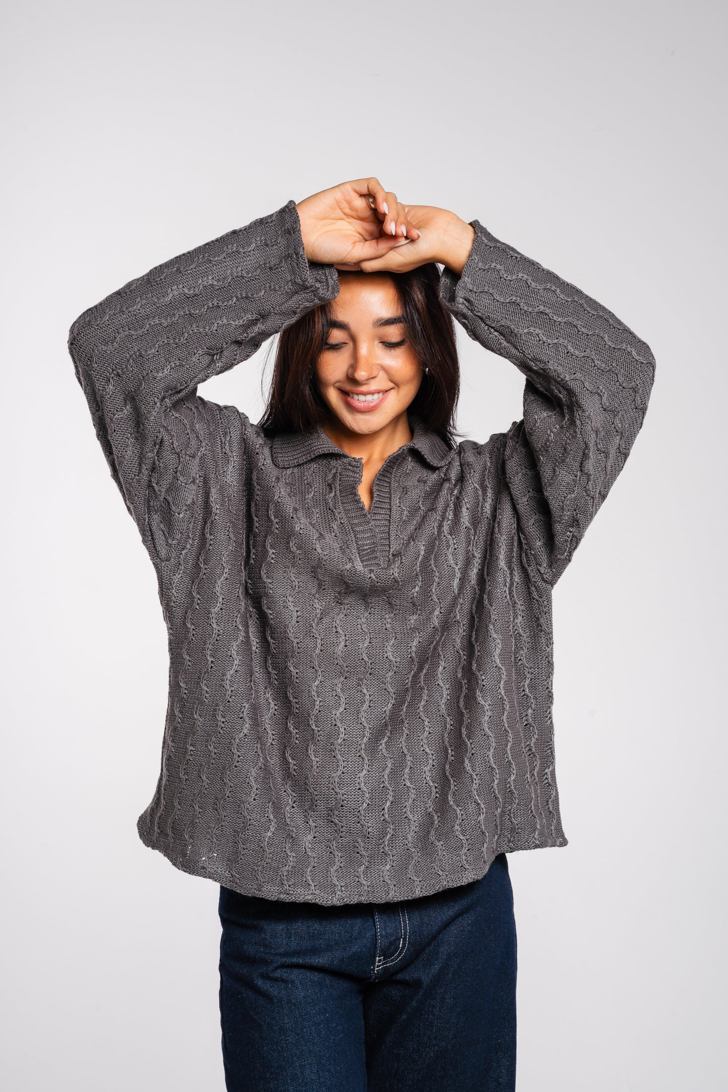 Going Places Pullover In Dark Grey