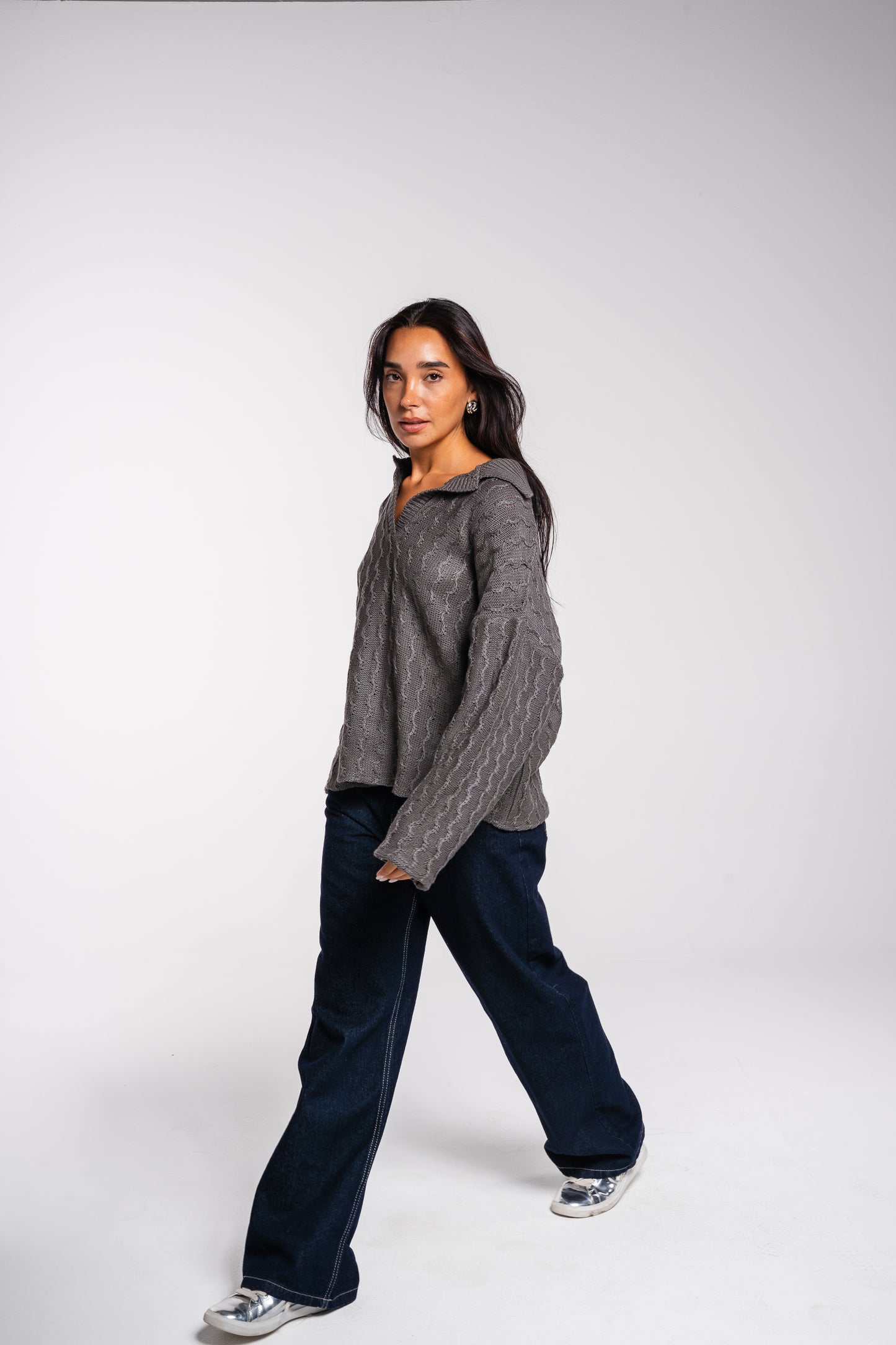 Going Places Pullover In Dark Grey