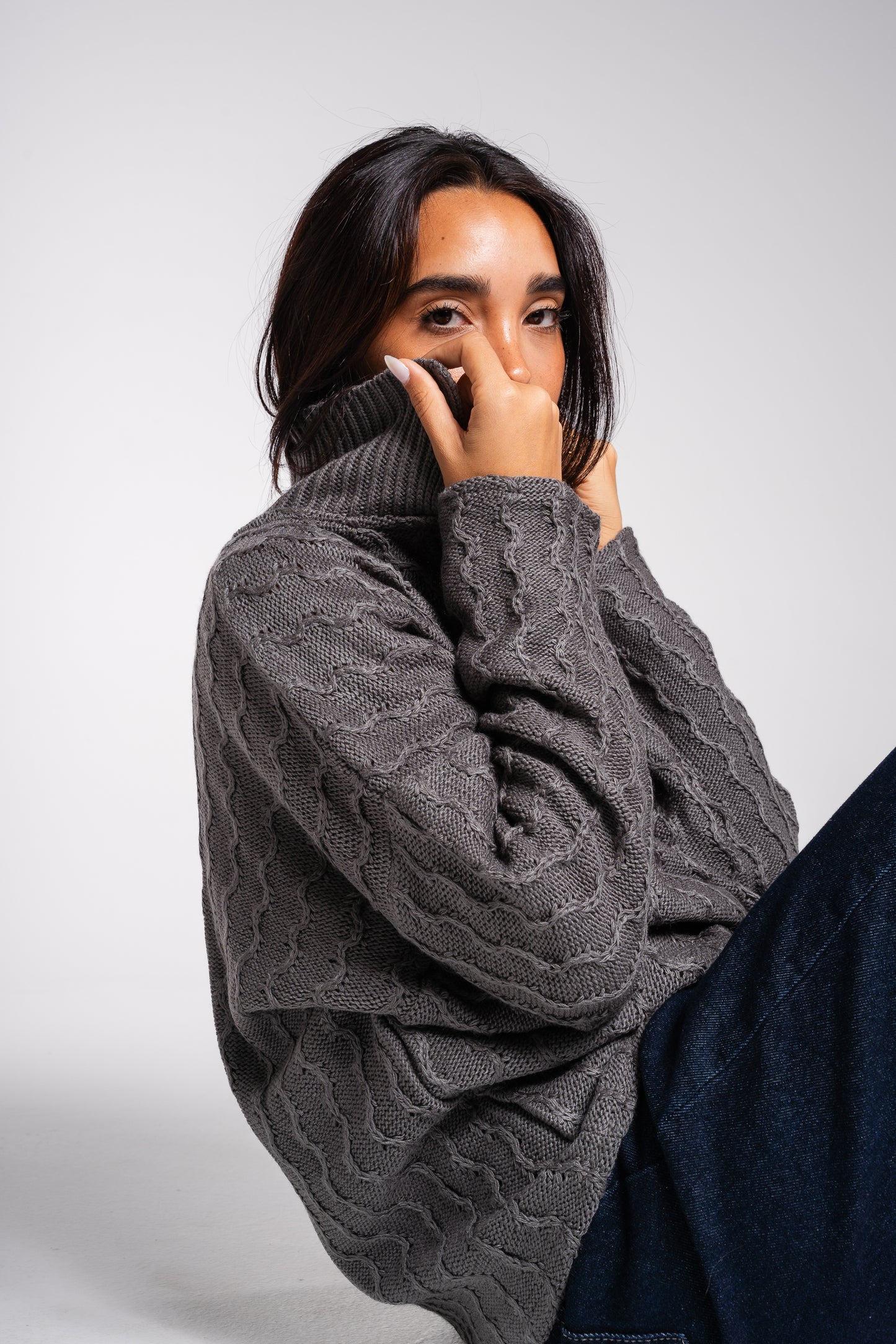 Going Places Pullover In Dark Grey