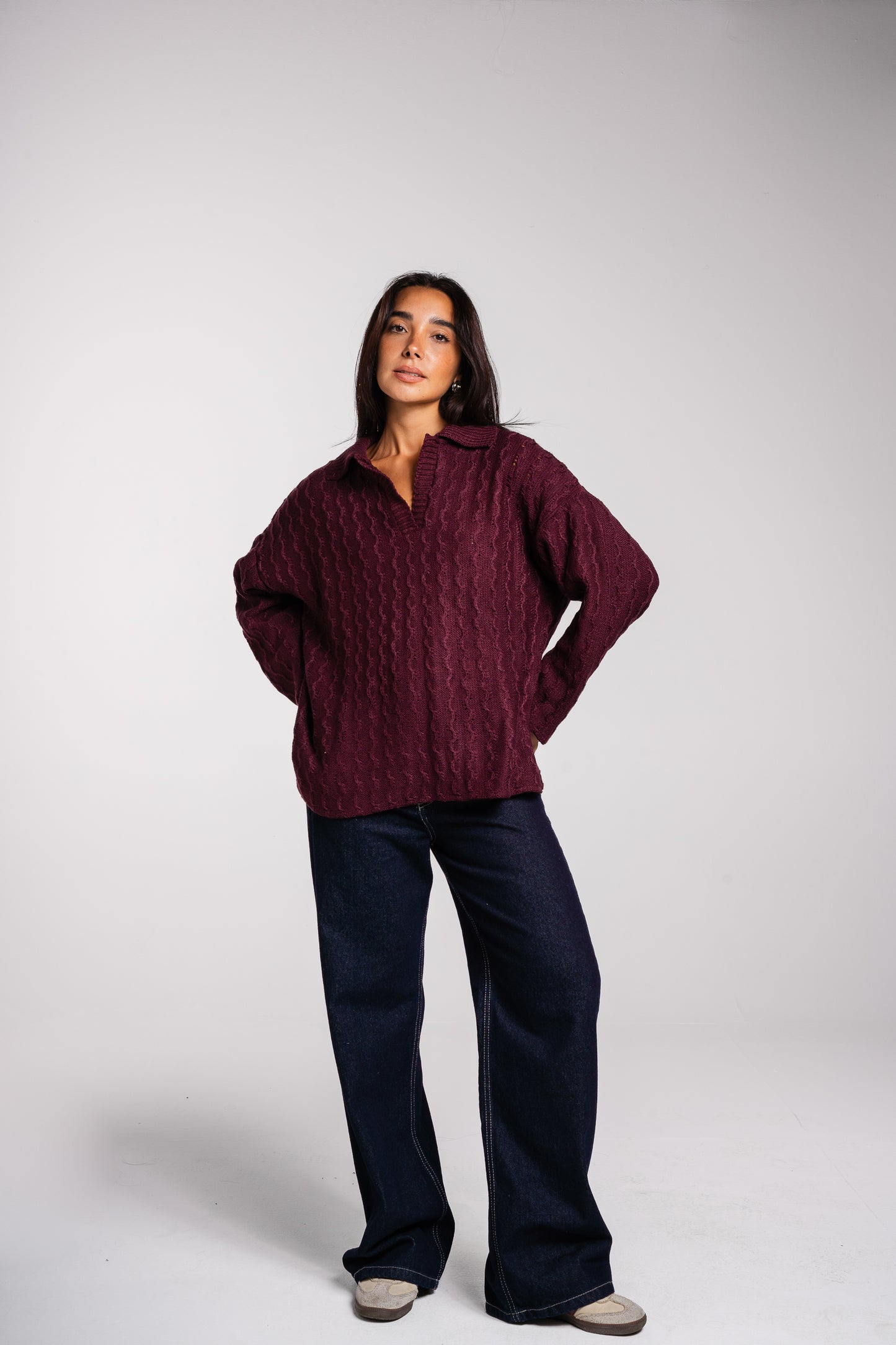 Going Places Pullover in Burgundy
