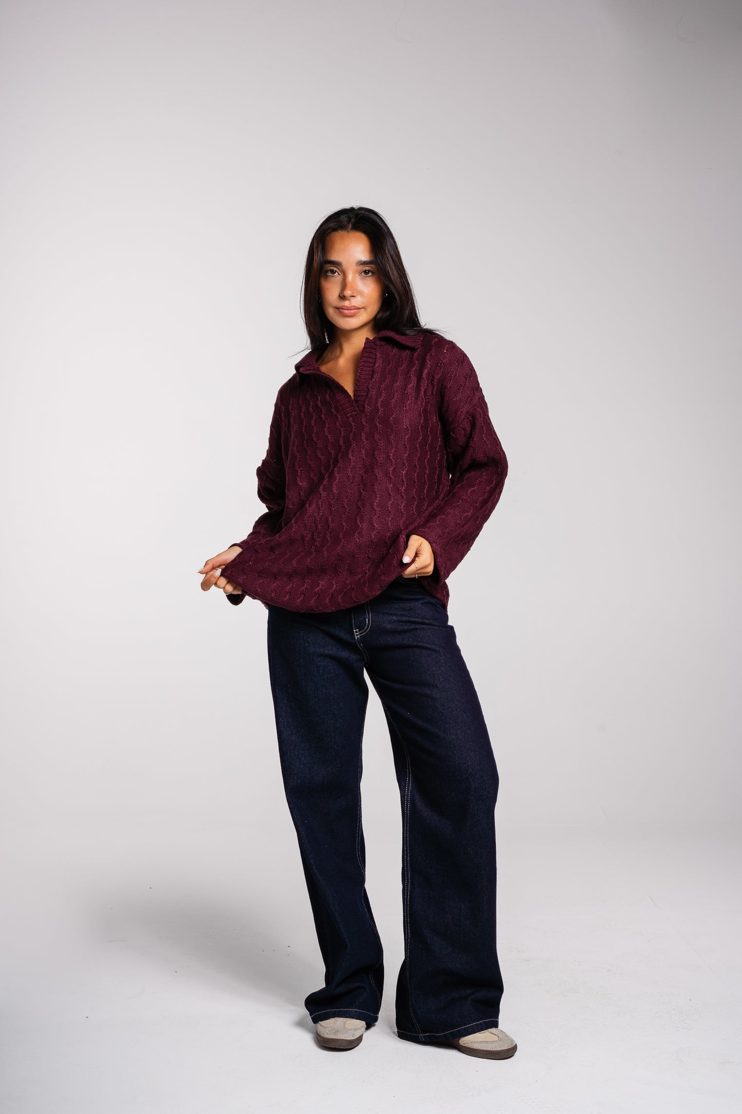 Going Places Pullover in Burgundy