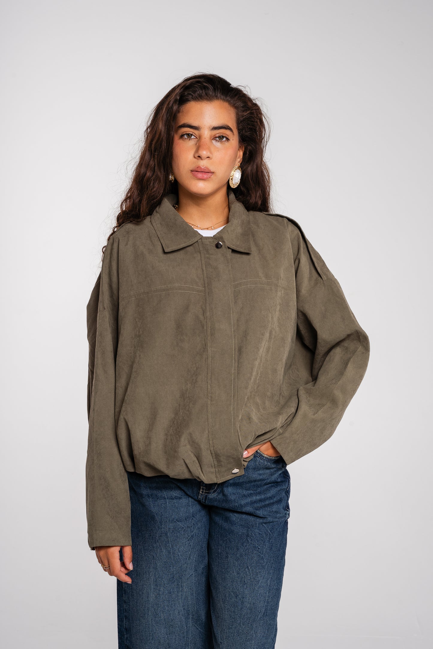 End Game Suede Jacket in Olive