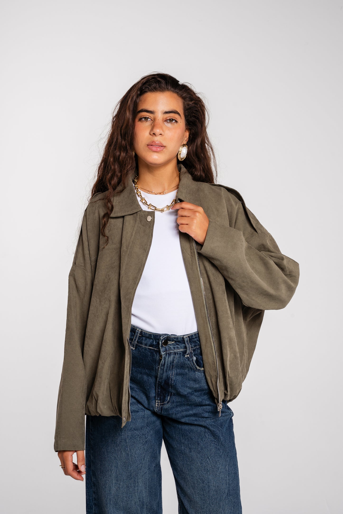 End Game Suede Jacket in Olive
