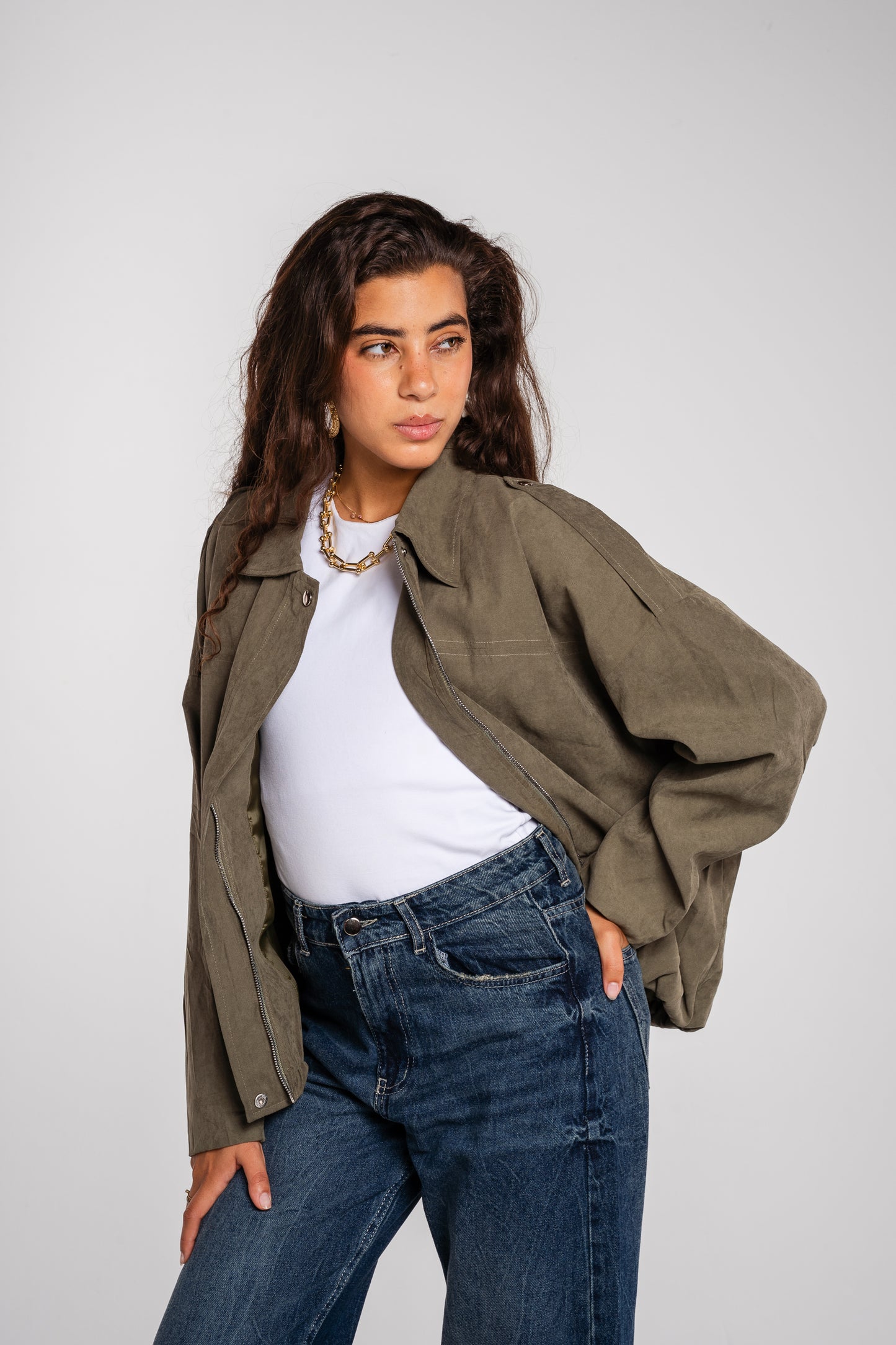 End Game Suede Jacket in Olive