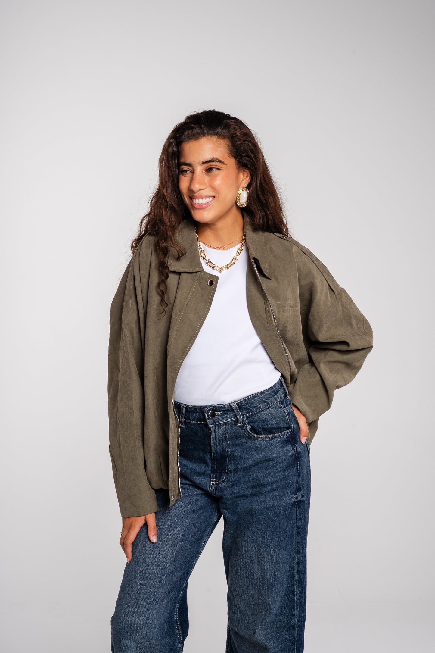 End Game Suede Jacket in Olive