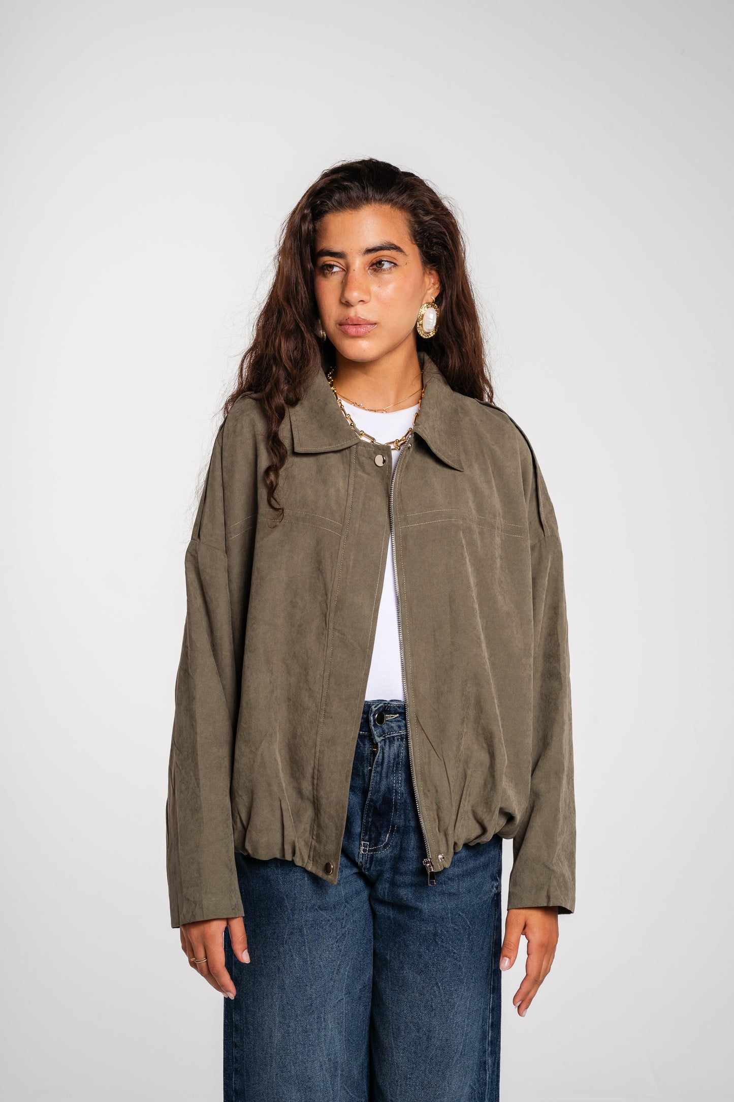 End Game Suede Jacket in Olive