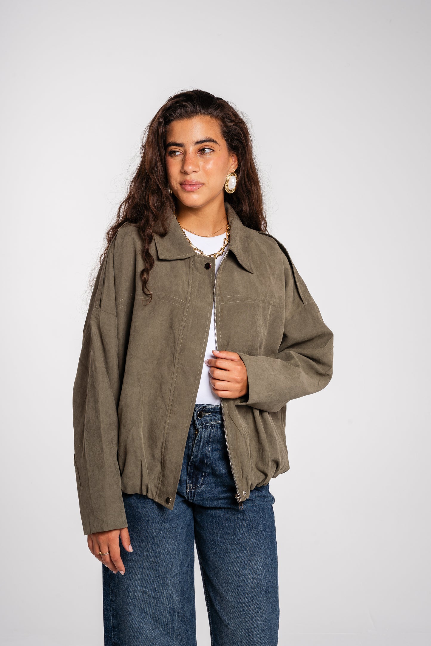 End Game Suede Jacket in Olive