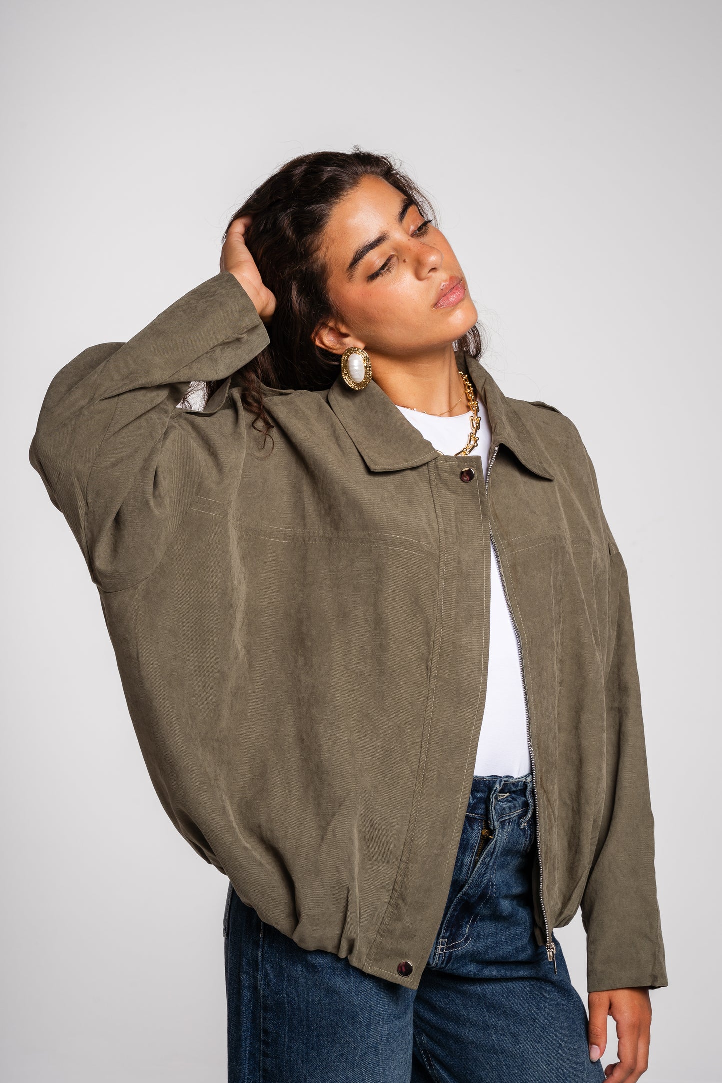End Game Suede Jacket in Olive