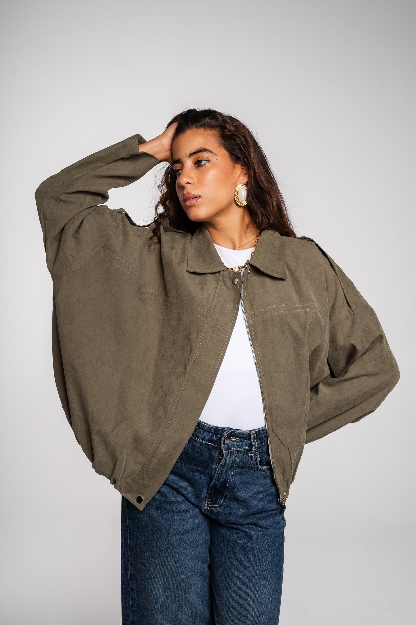 End Game Suede Jacket in Olive