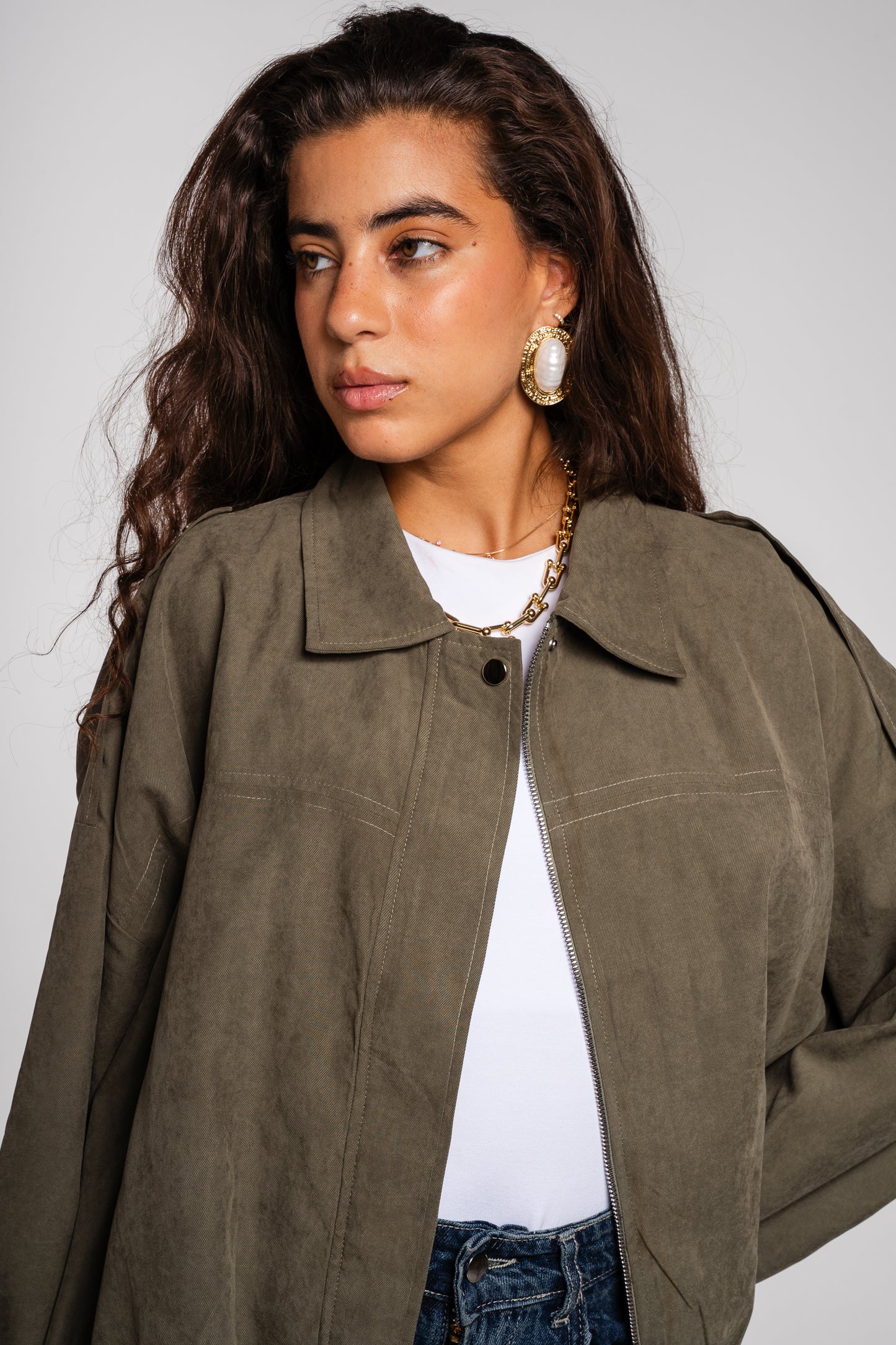 End Game Suede Jacket in Olive