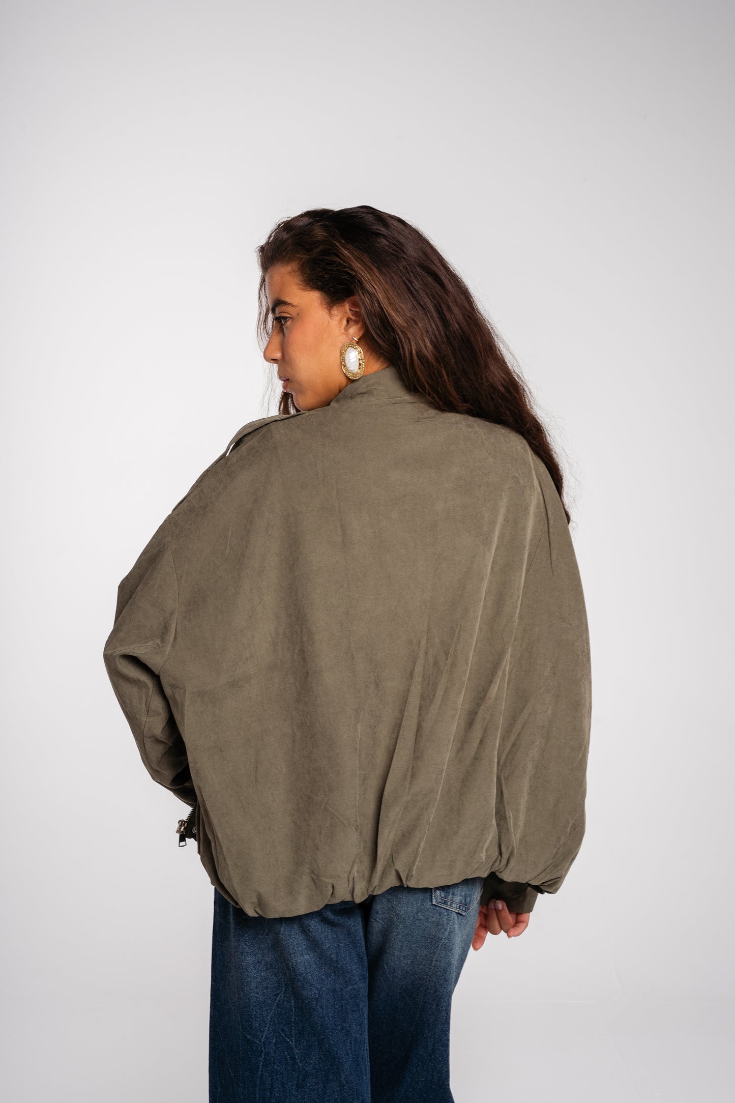 End Game Suede Jacket in Olive