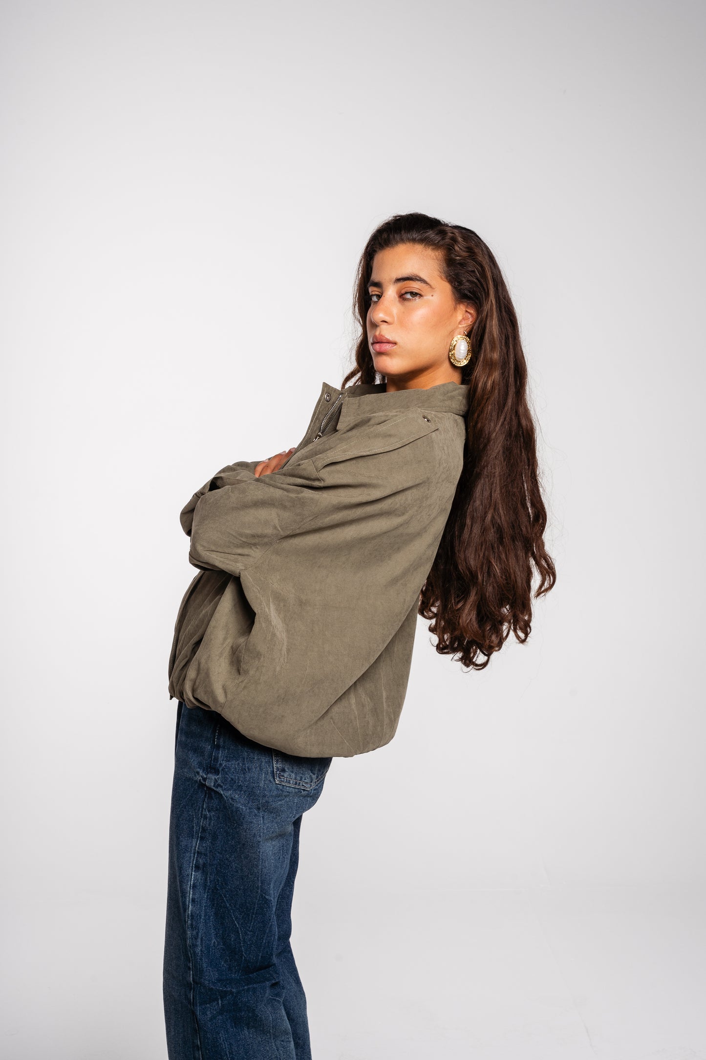 End Game Suede Jacket in Olive