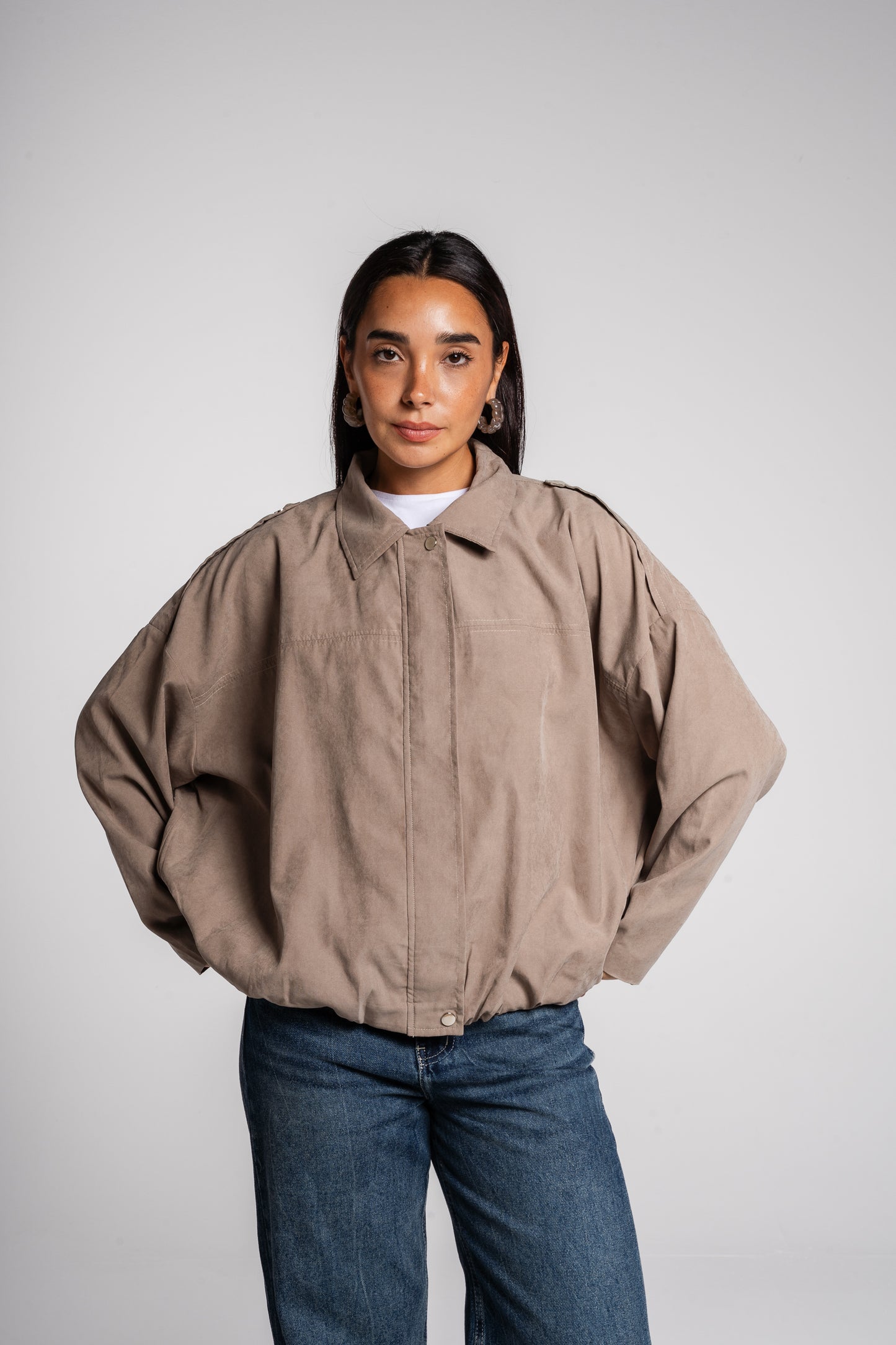 End Game Suede Jacket in Taupe