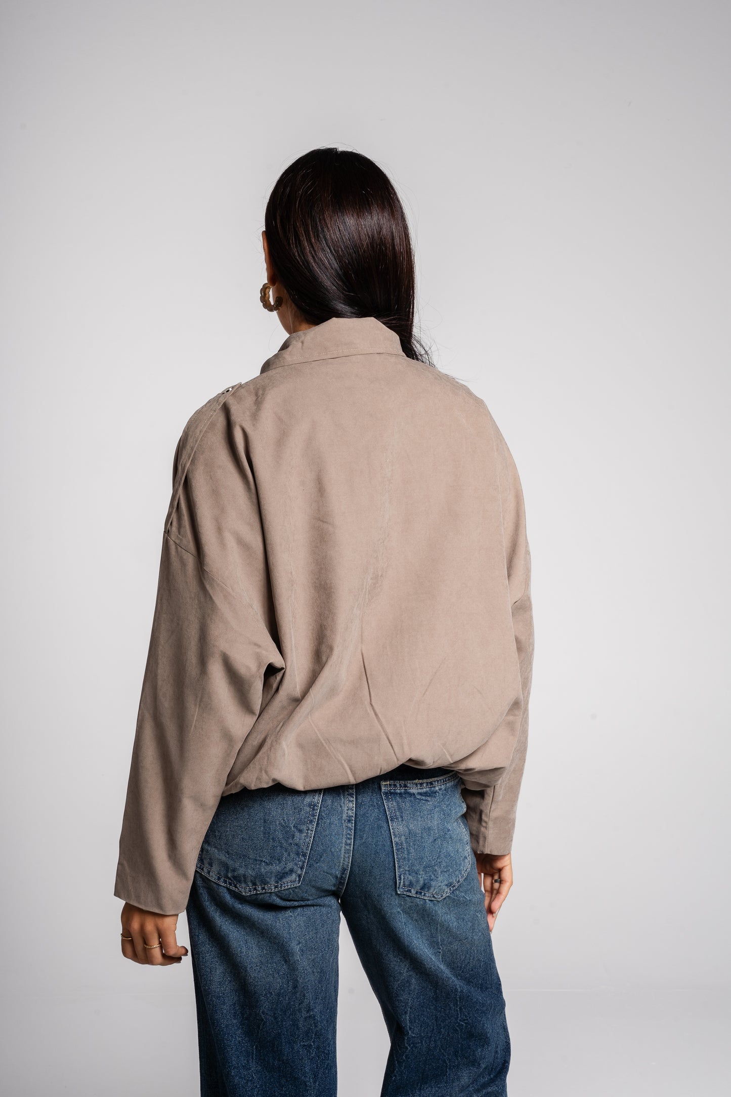 End Game Suede Jacket in Taupe