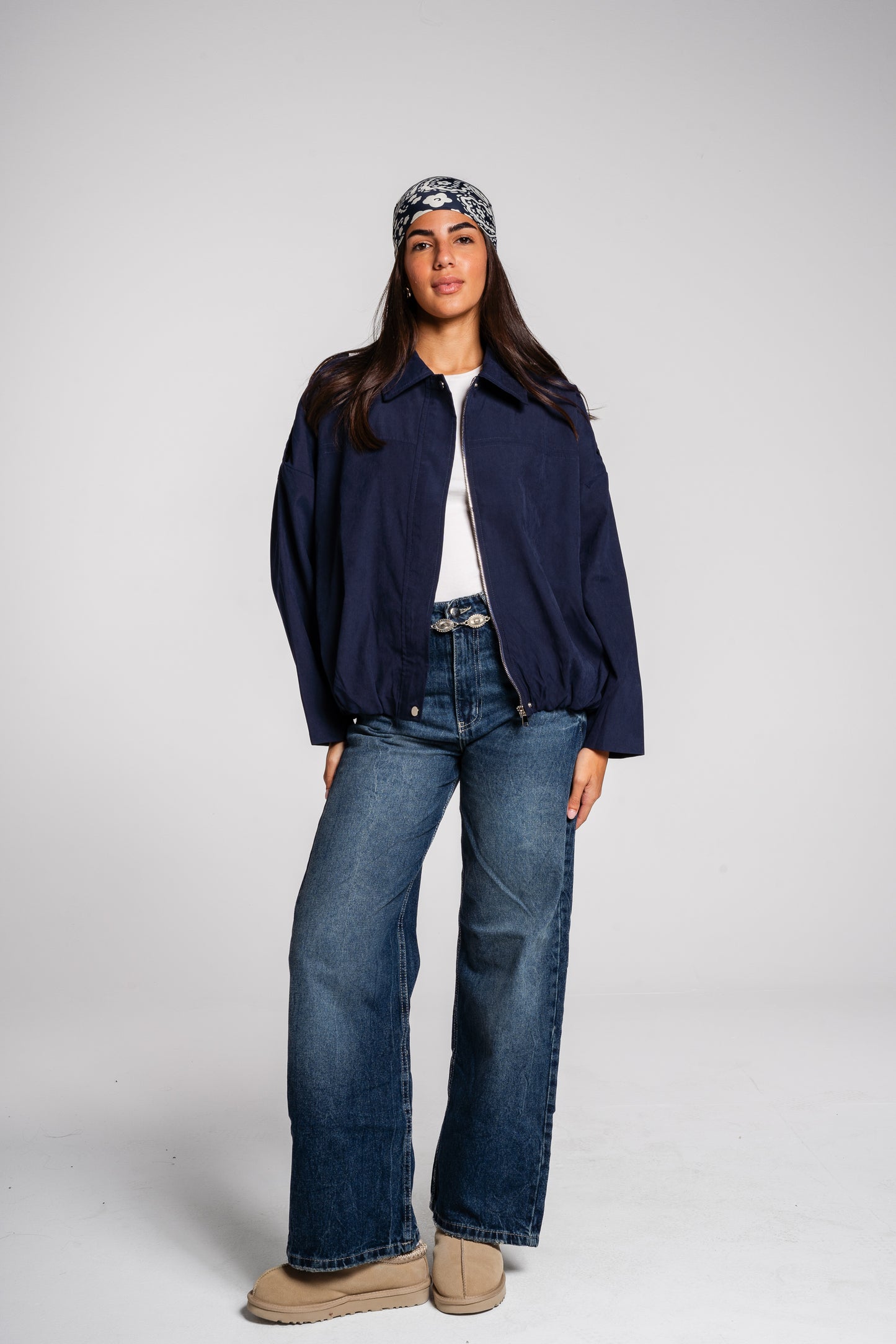End Game Suede Jacket in Navy