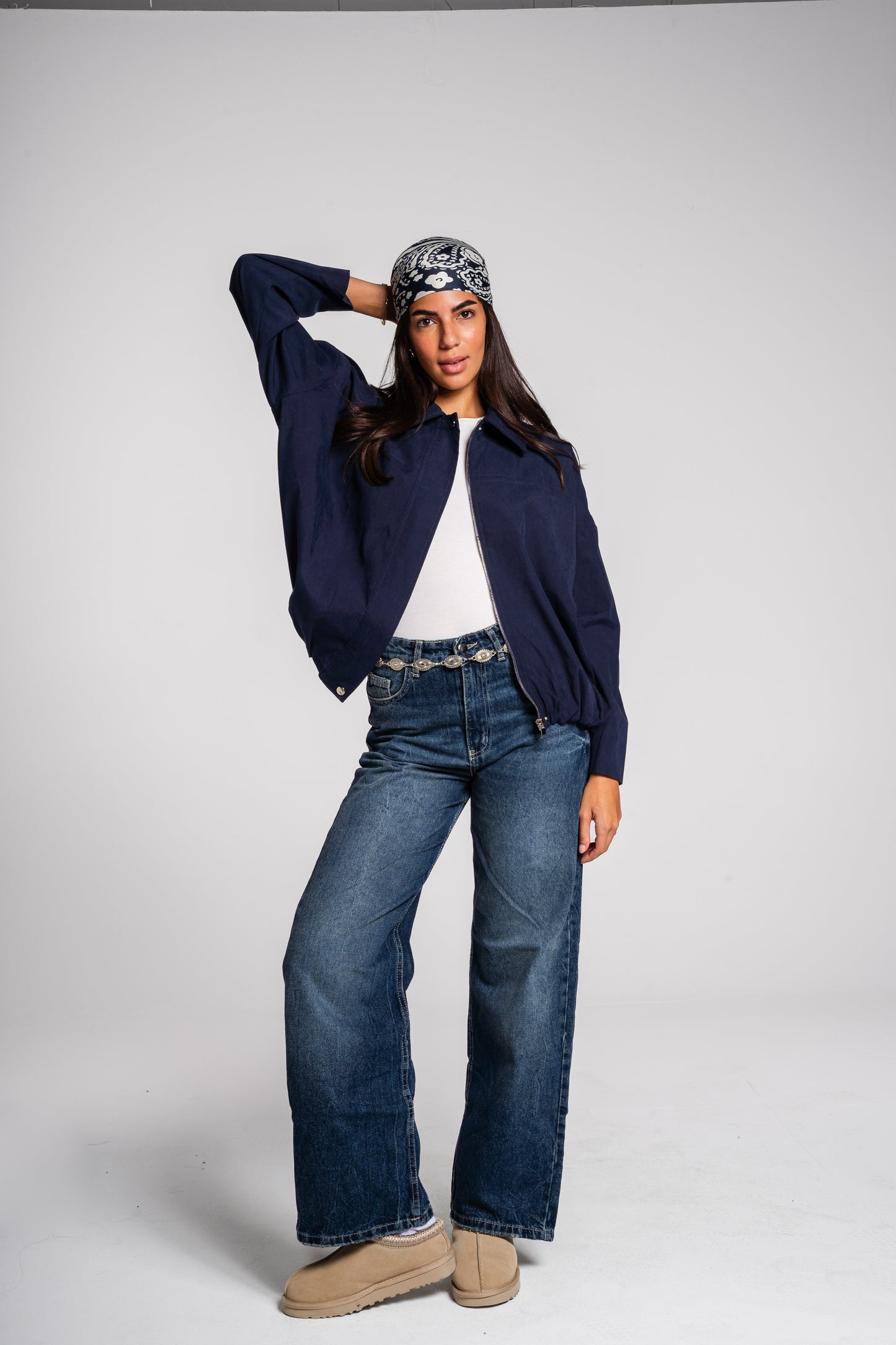 End Game Suede Jacket in Navy
